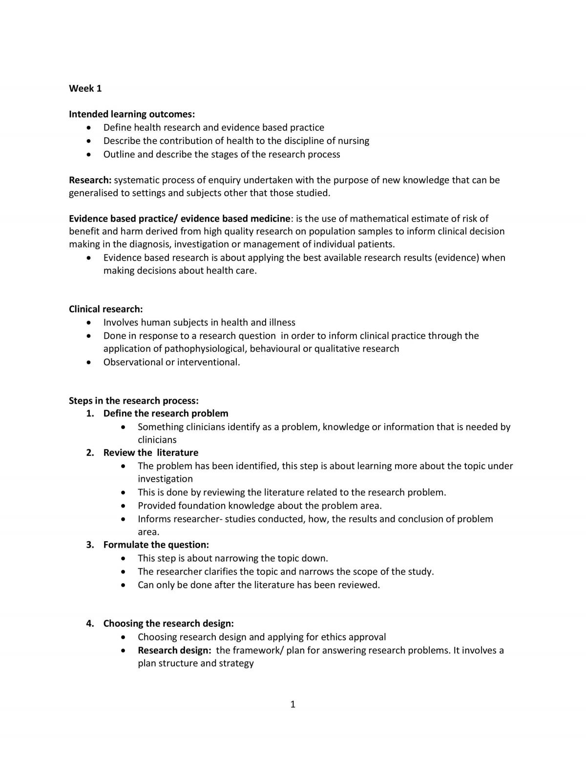 Understanding Research Evidence Notes  - Page 1