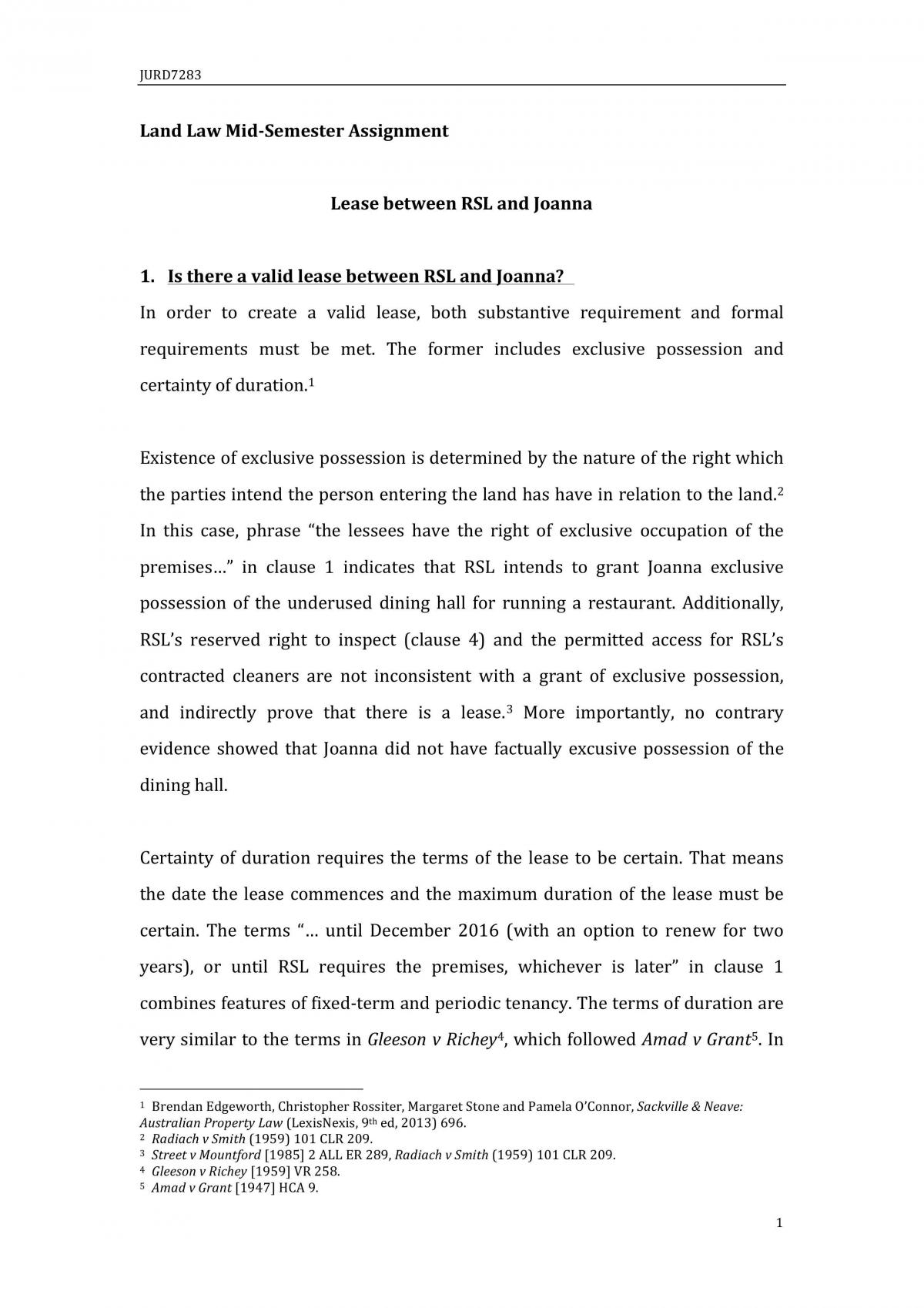 Land Law Mid-Assignment  - Page 1