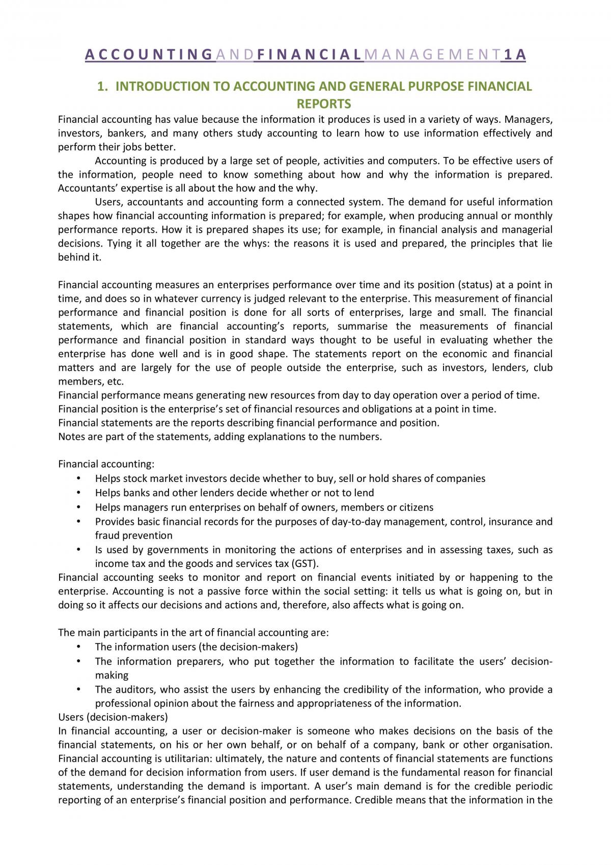 Notes For First Chapters - Page 1