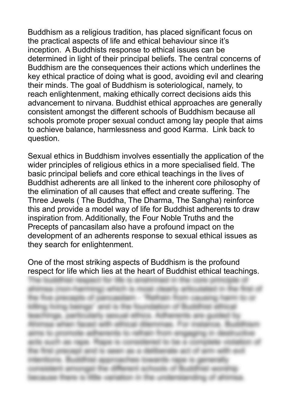 Buddhism Sexual Ethics Essay Studies of Religion II