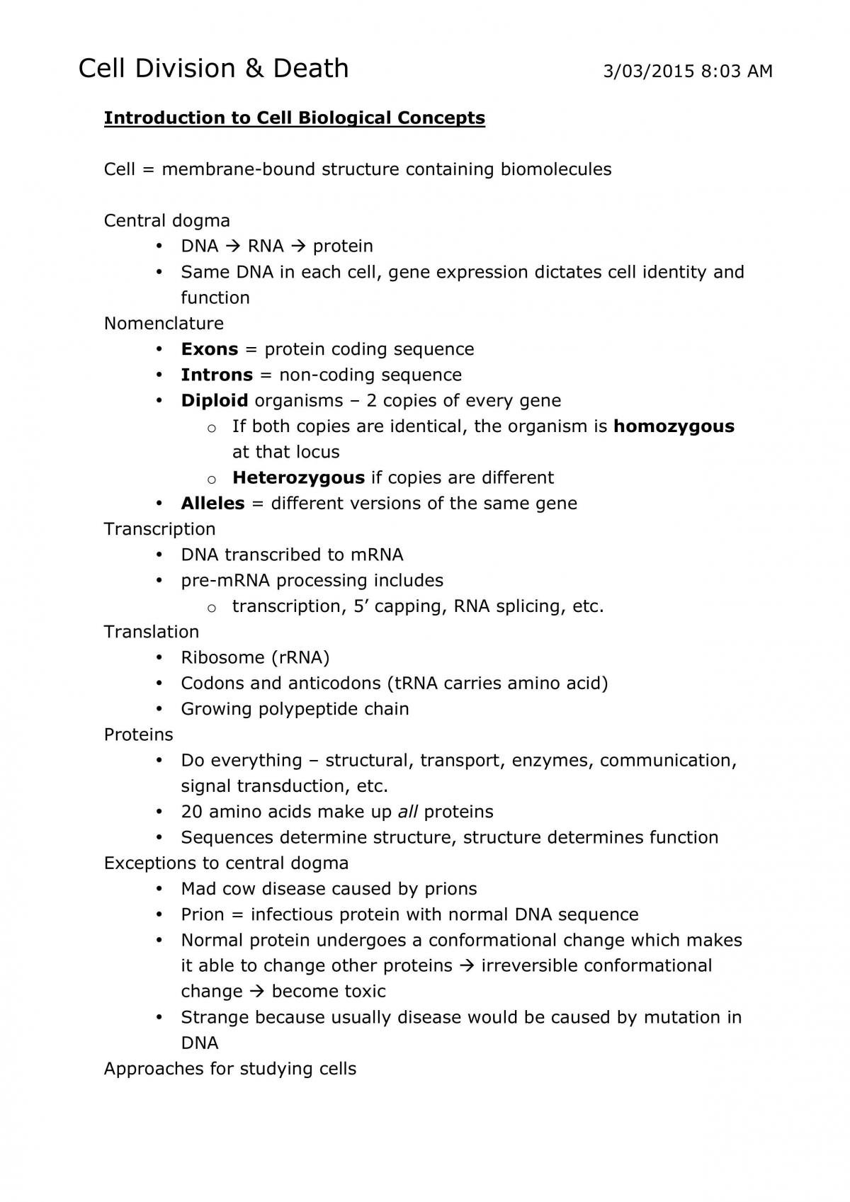 BIOL2200 Full Study Notes - Page 1