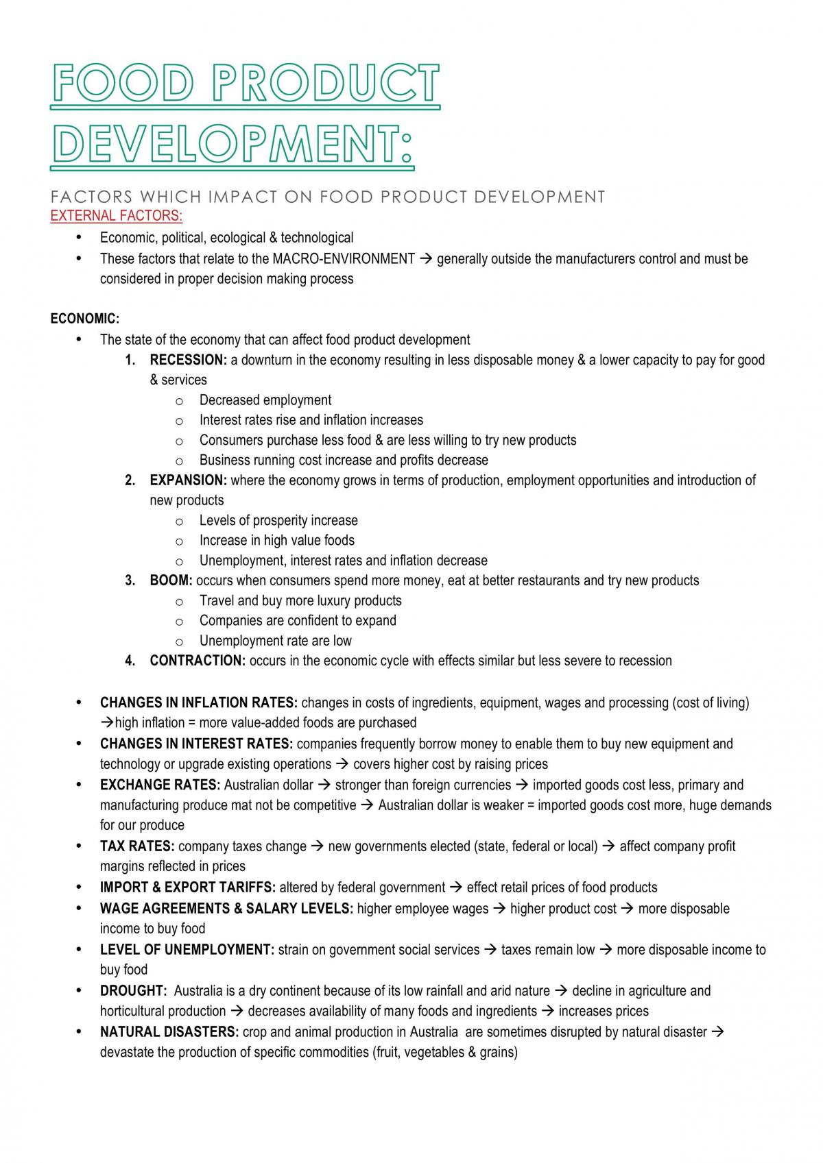 Food Product Devlopment Notes - Page 1