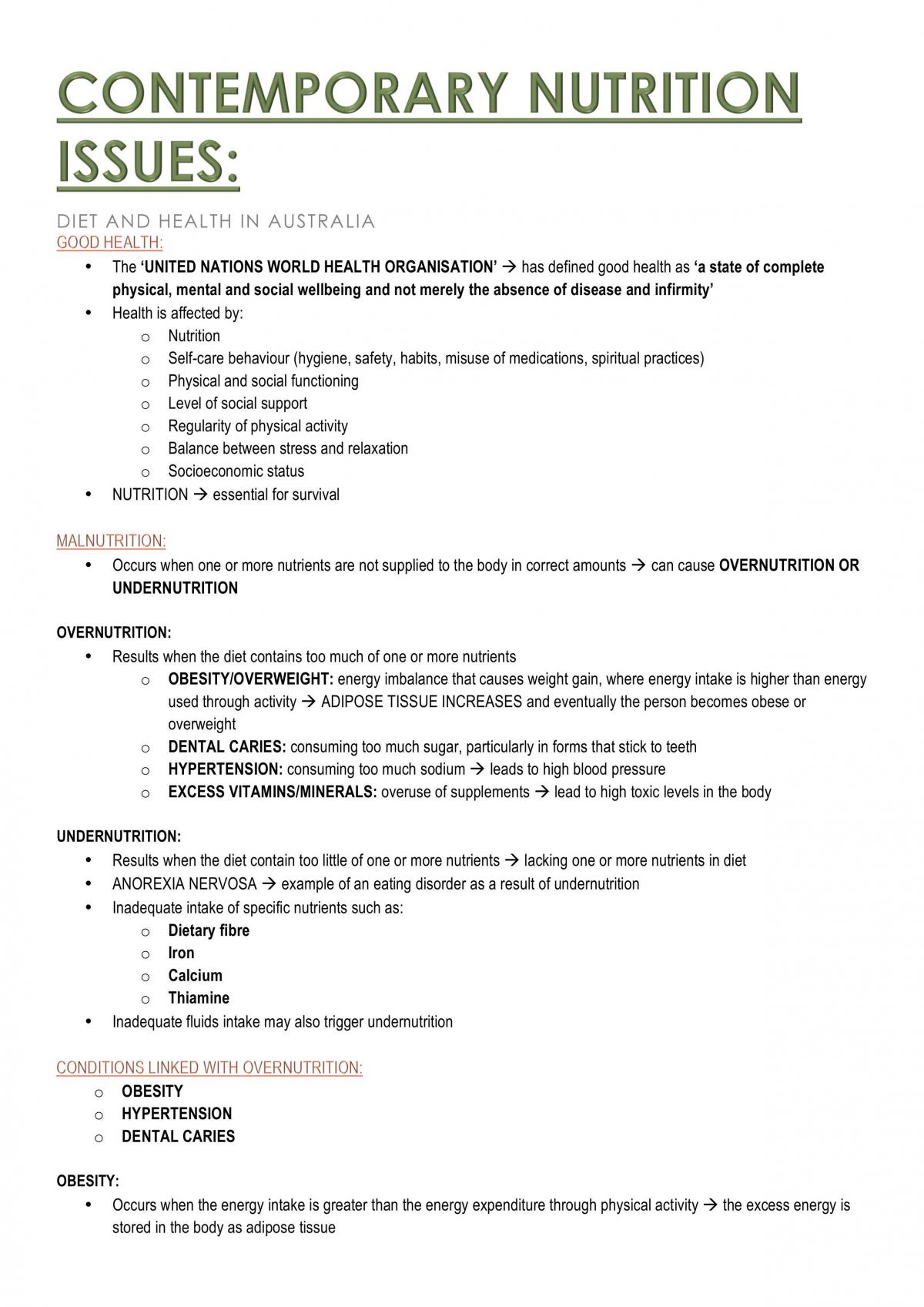Contemporary Nutrition Issues Notes - Page 1