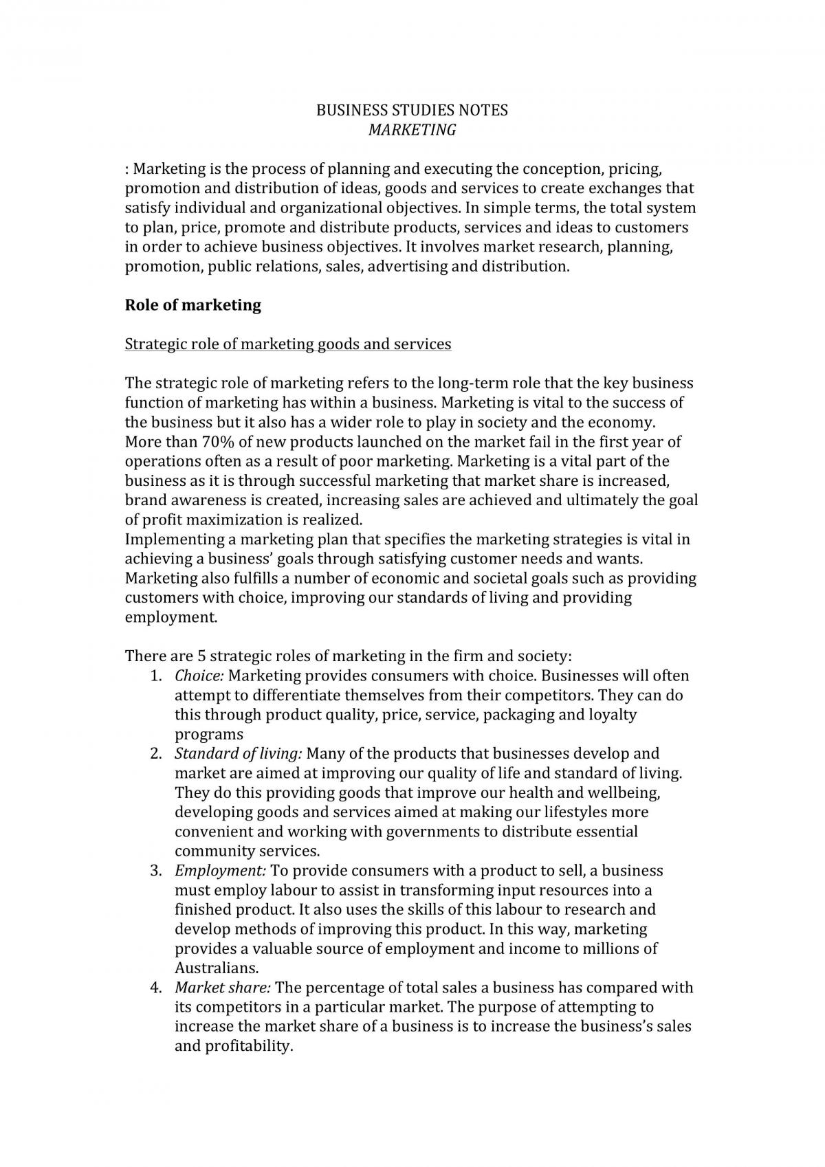 Marketing Topic Notes - Page 1