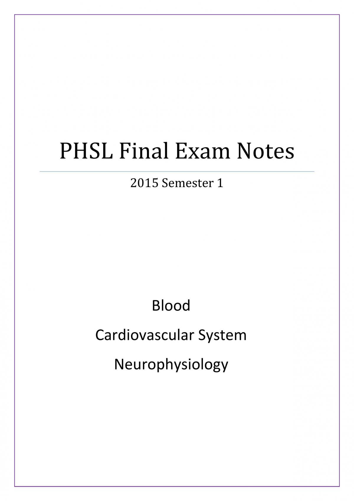 Physiology Final Exam Notes - Page 1