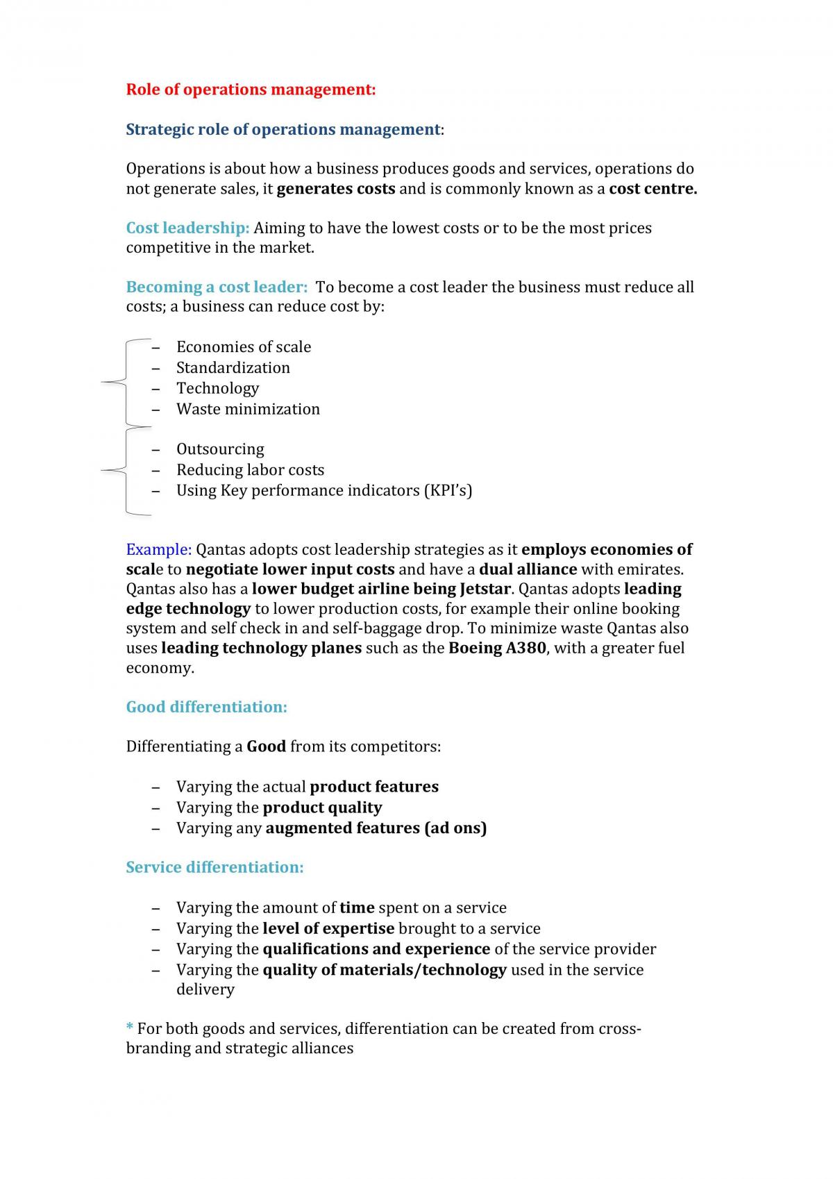 Role of Operations Management  - Page 1