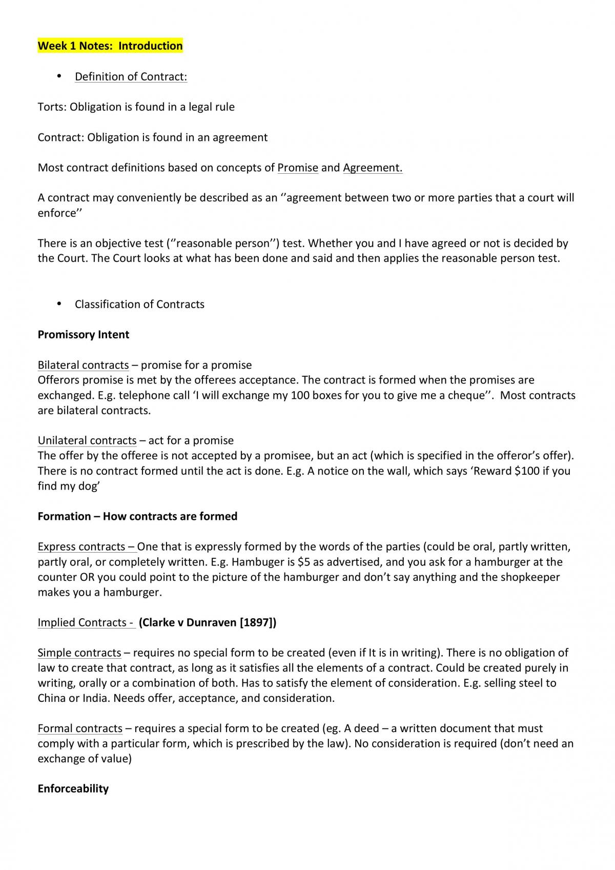 Complete Contracts Law Notes - Page 1