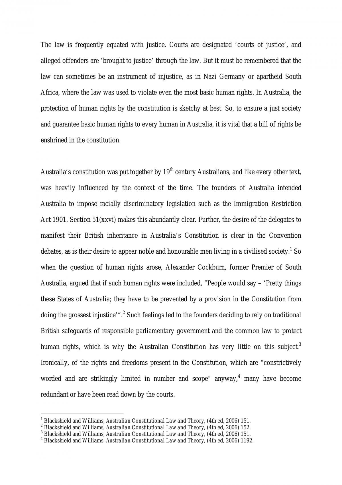 A Constitutional Law Essay On Human Rights - Page 1