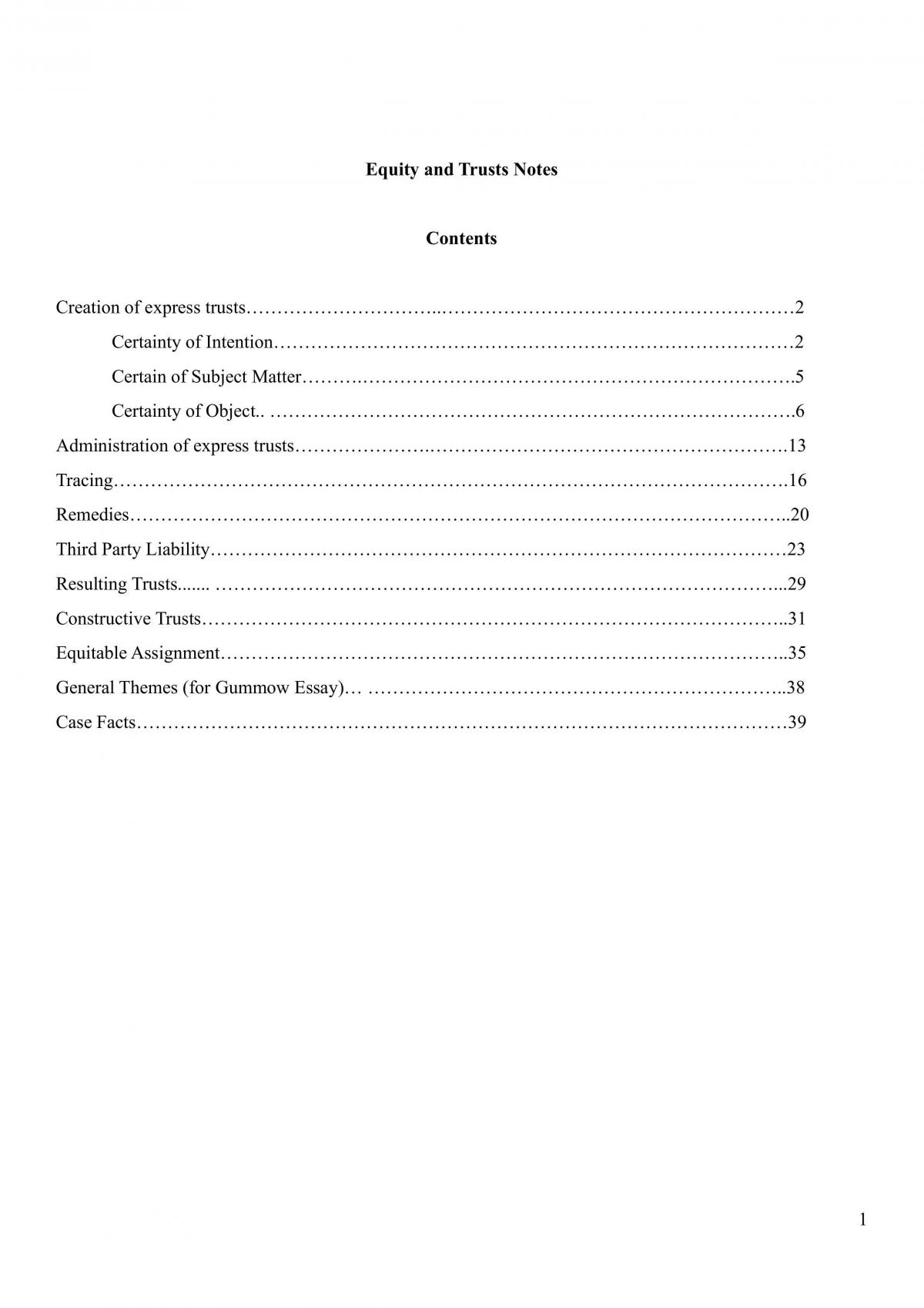 Equity and Trusts Notes - Page 1