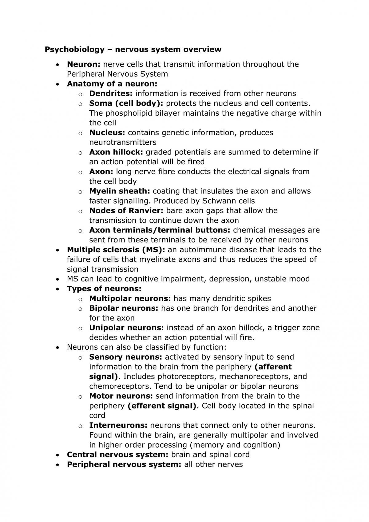 Entire Summary Notes for Psychology 1B Course  - Page 1