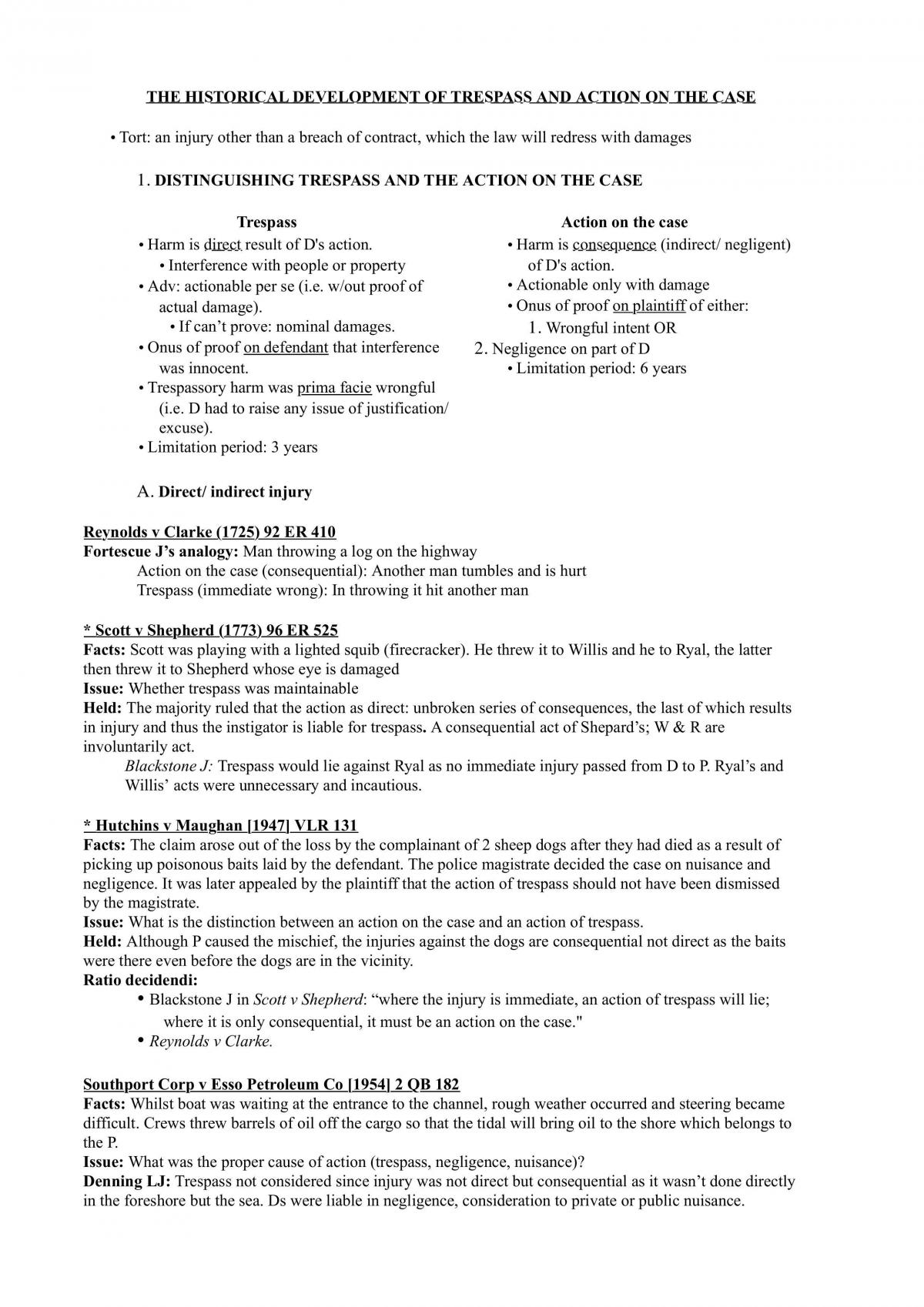 Torts Exam Notes  - Page 1