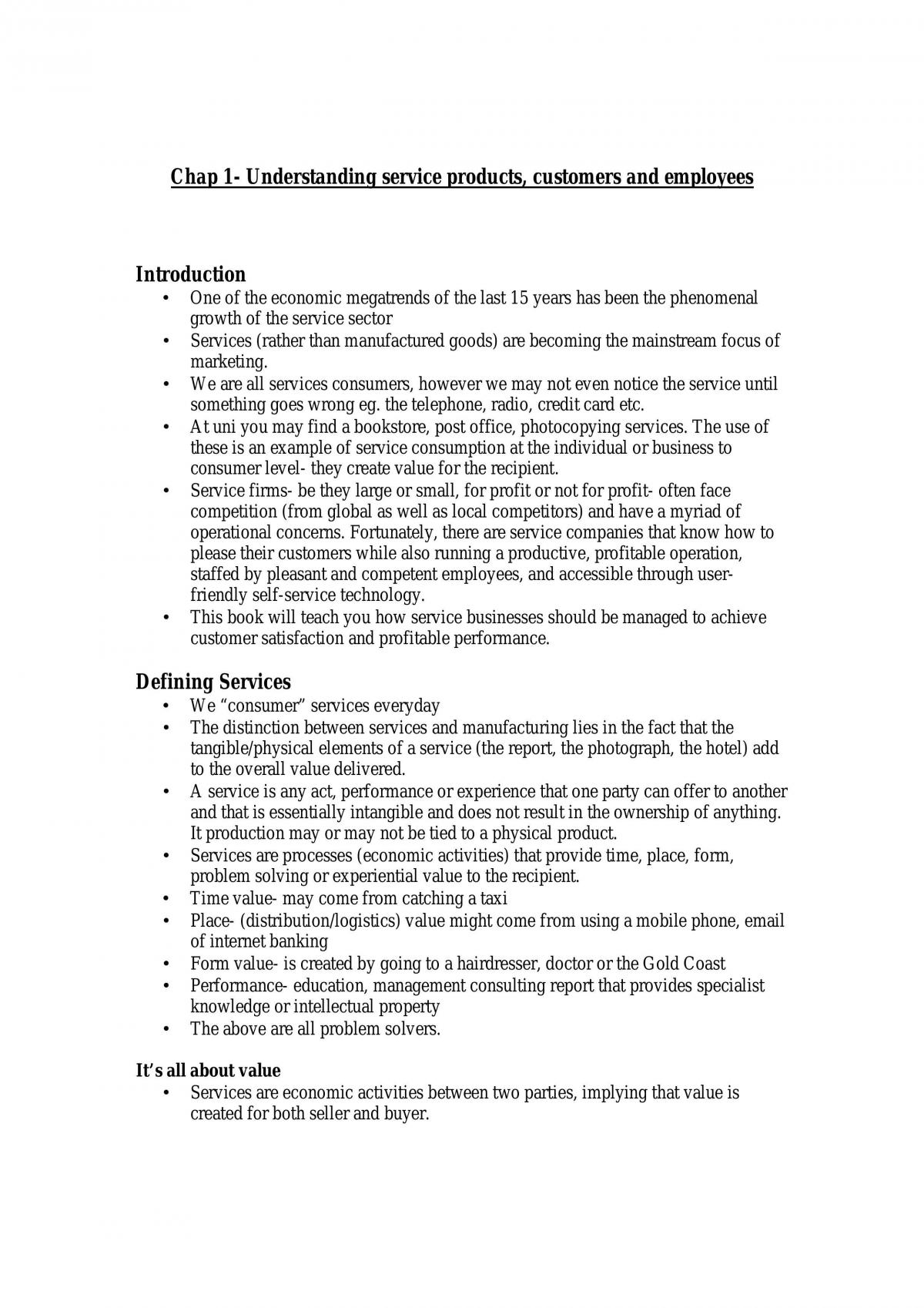 Marketing Of Services Study Notes - Page 1