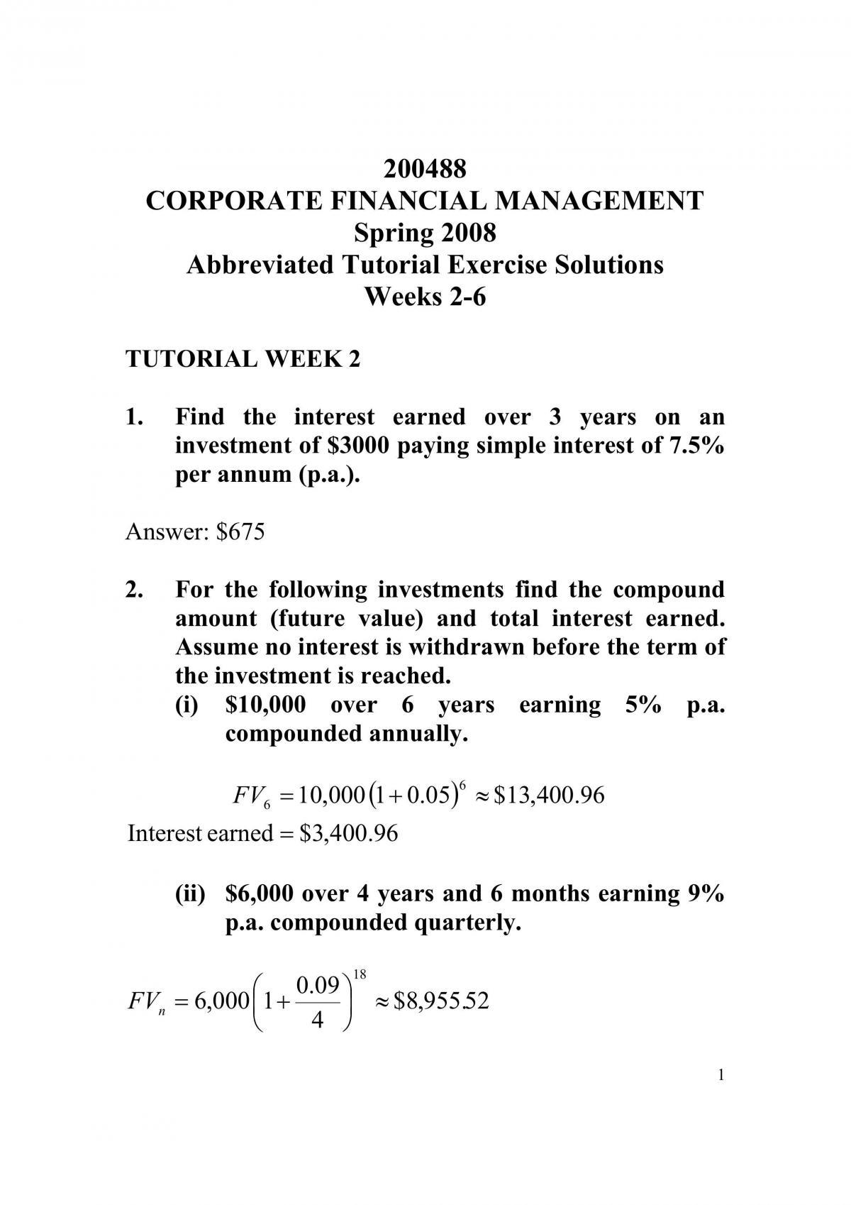 Solutions To Tutorial Questions - Page 1