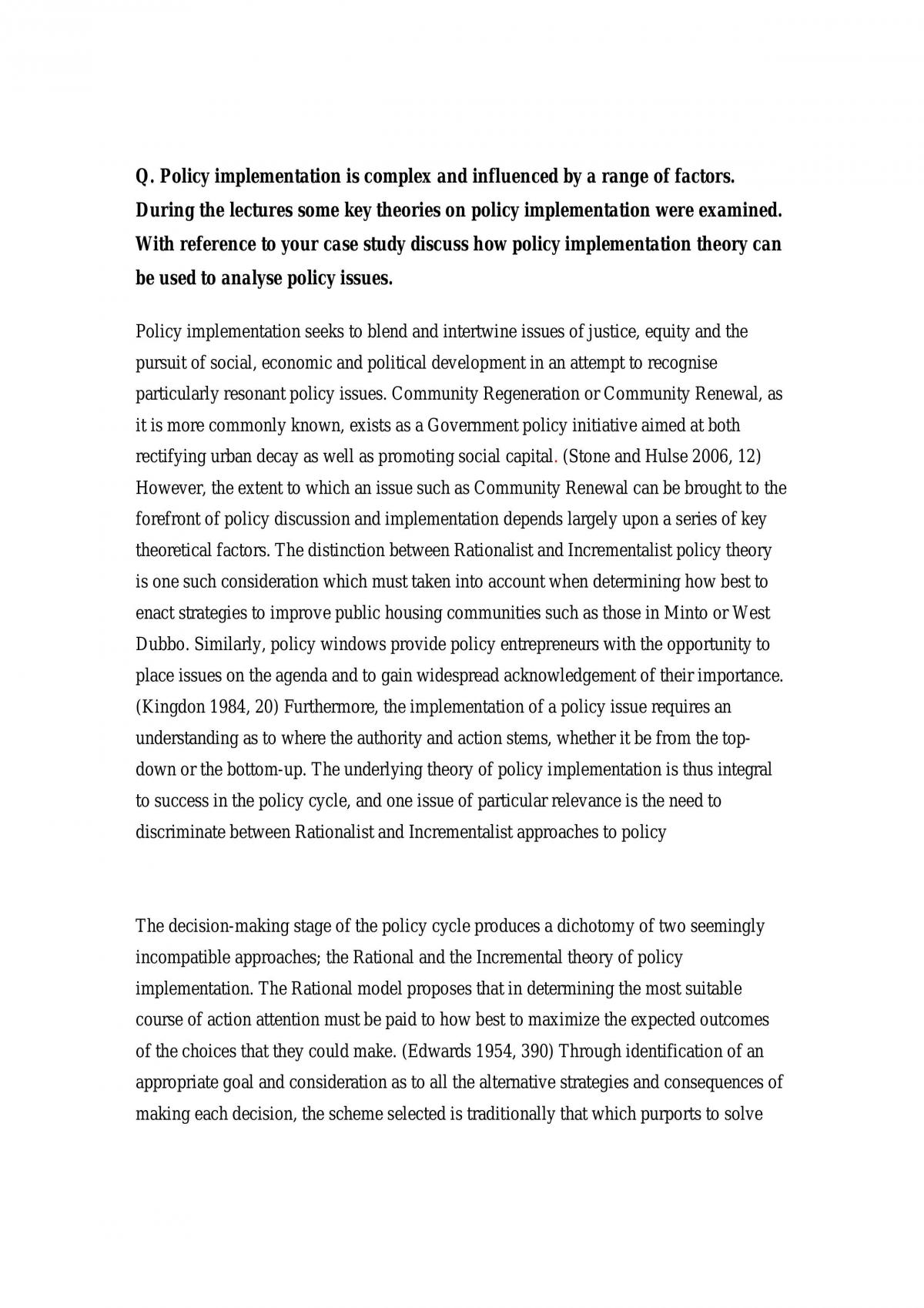 The Final Essay For Policy Analysis Case Studies - Page 1