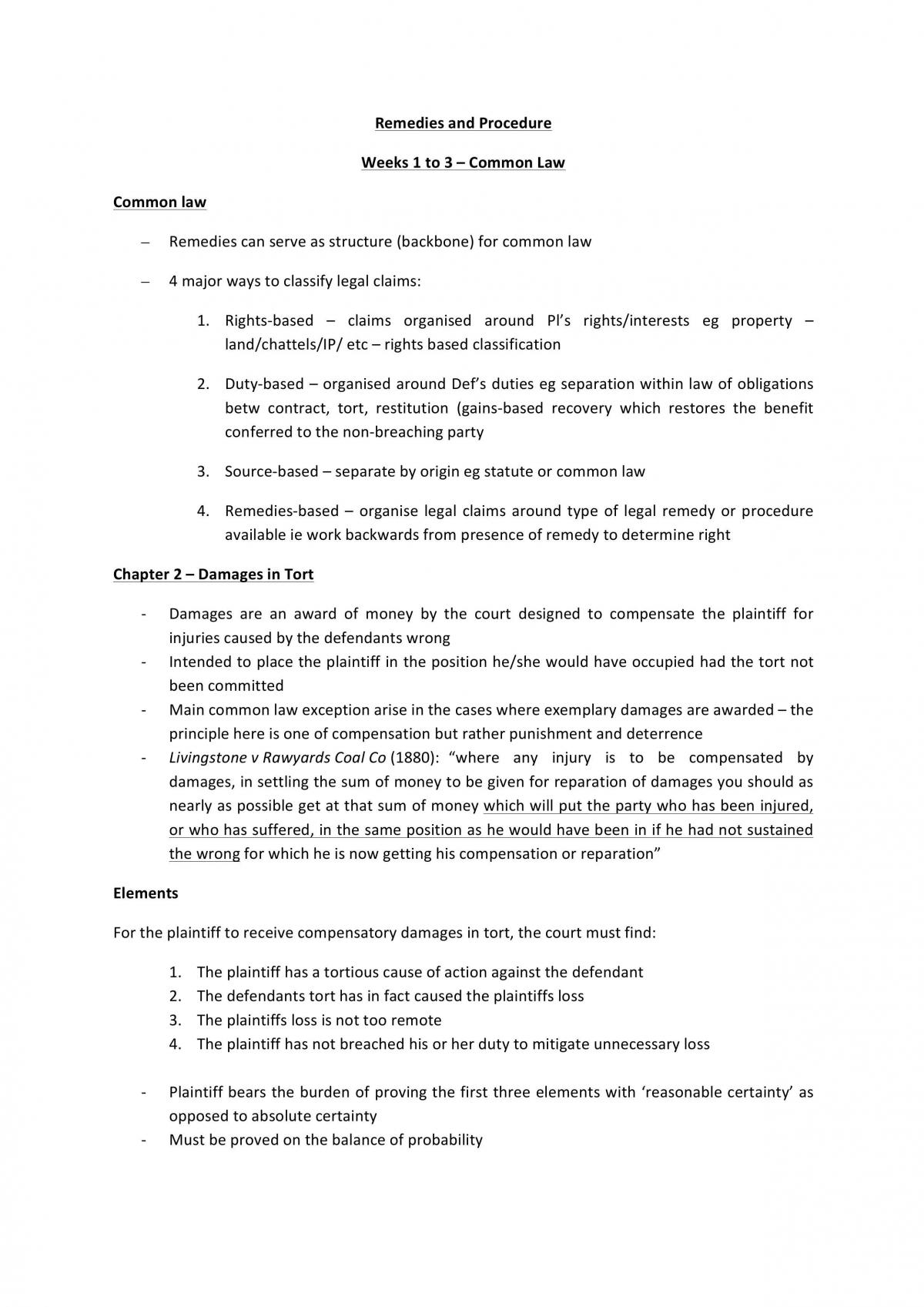 Remedies Study Notes - Page 1