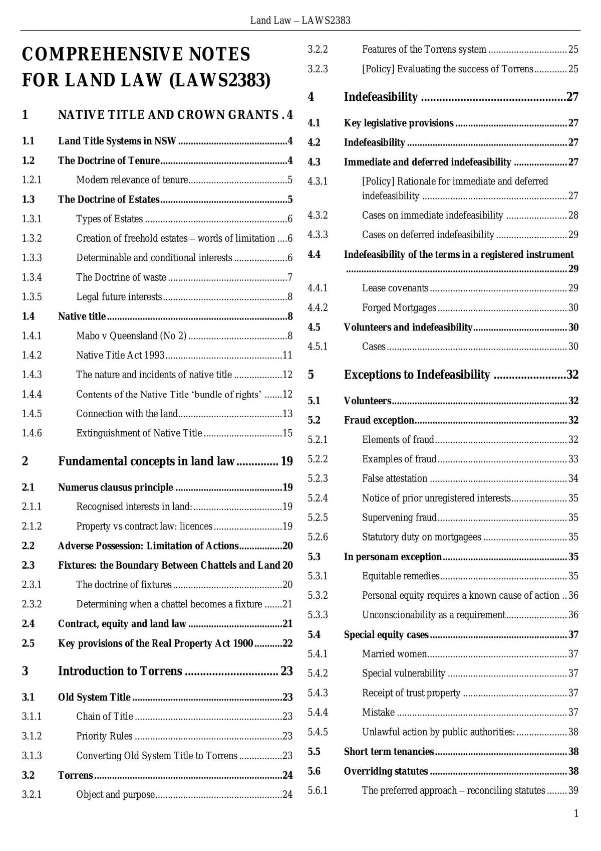 Comprehensive Property/Land Law Notes - Page 1
