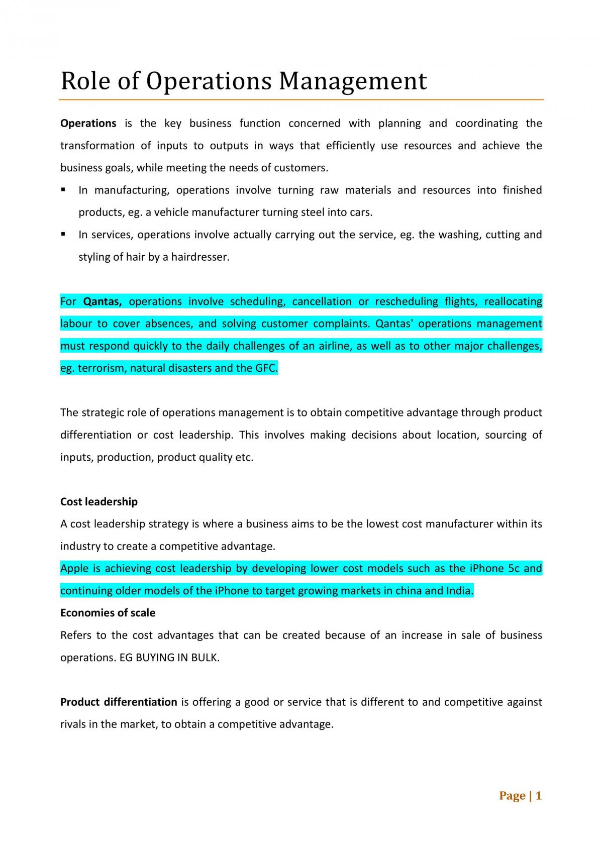 Business Operations Notes - Page 1