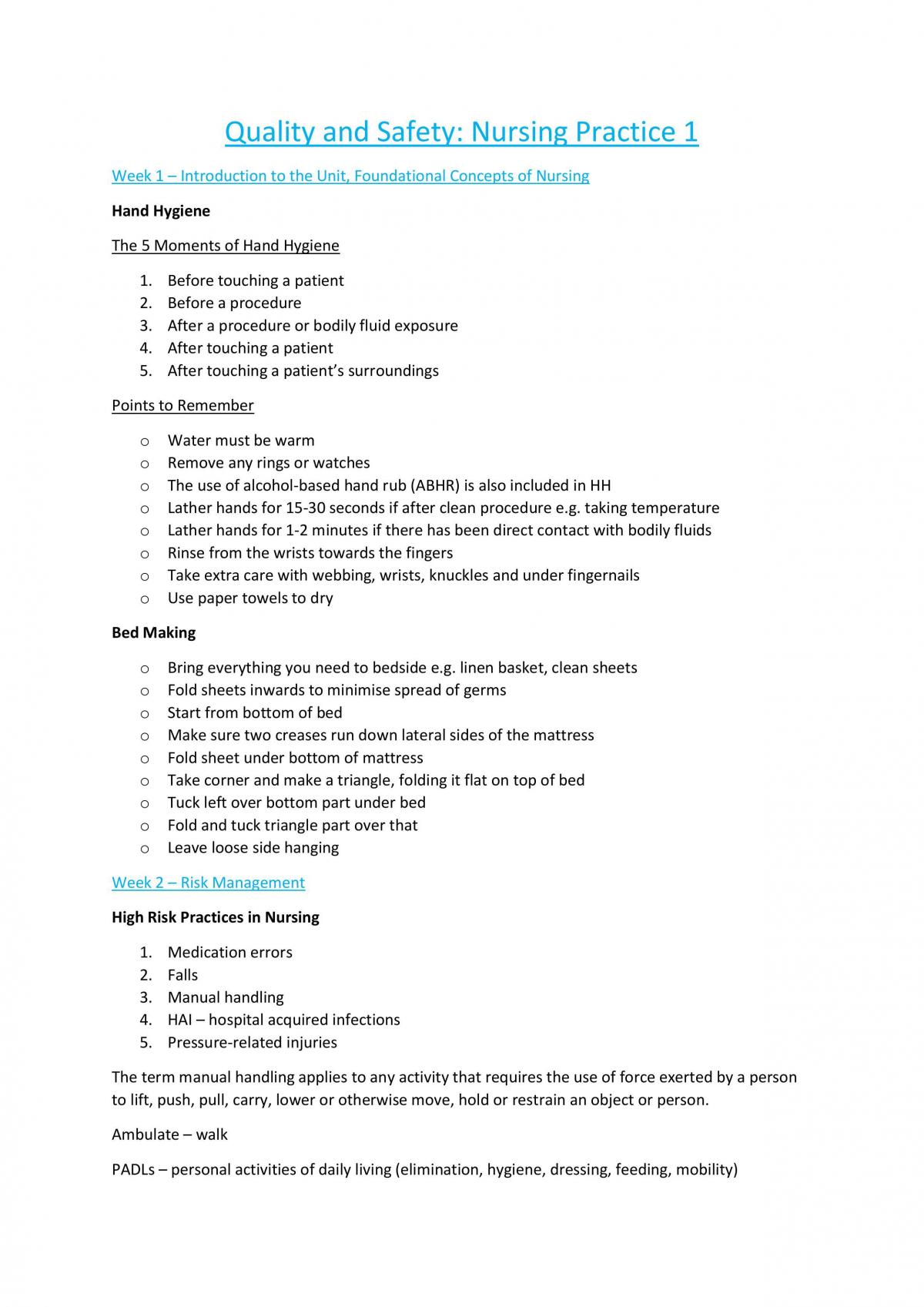 HNN112 Study Notes - Page 1