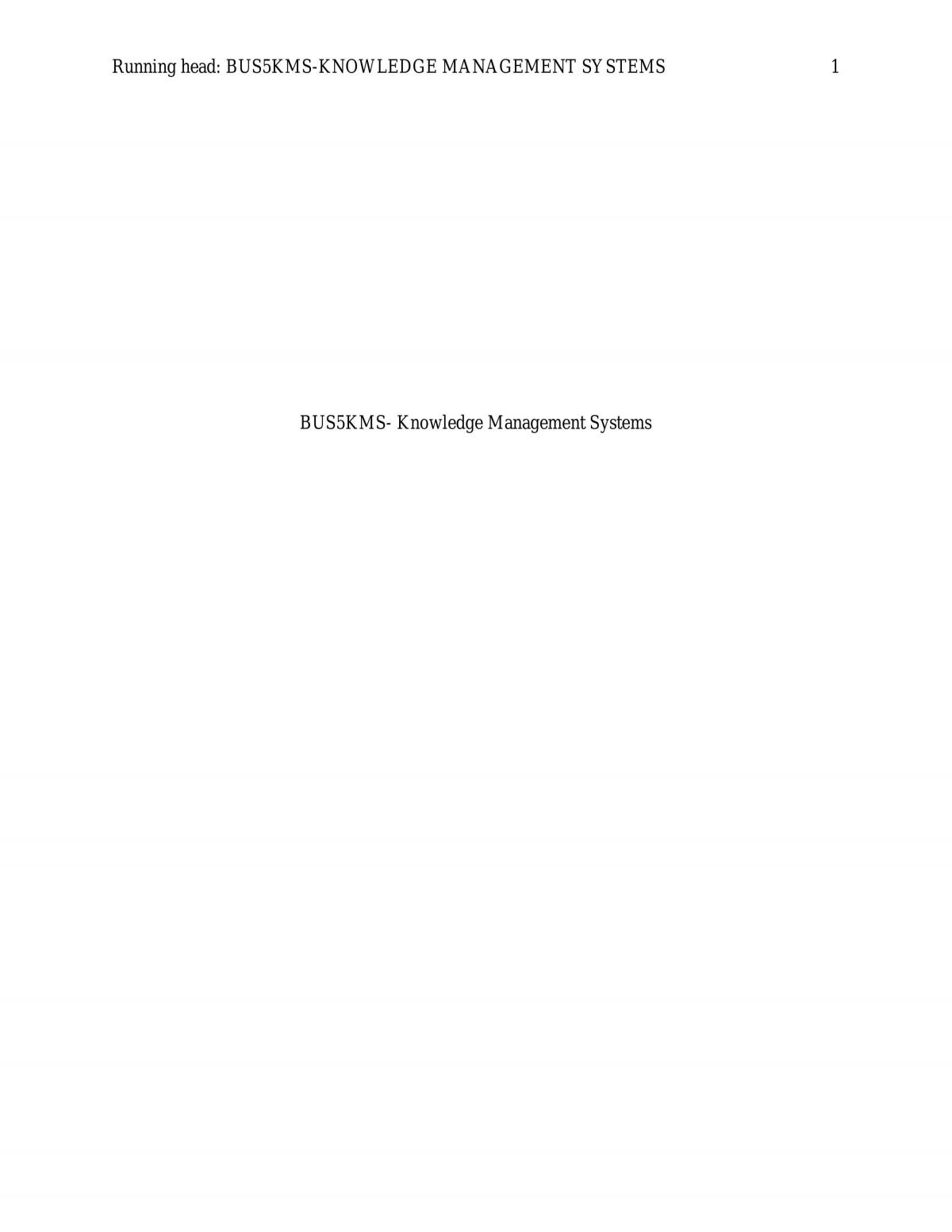Knowledge Management Systems - Page 1