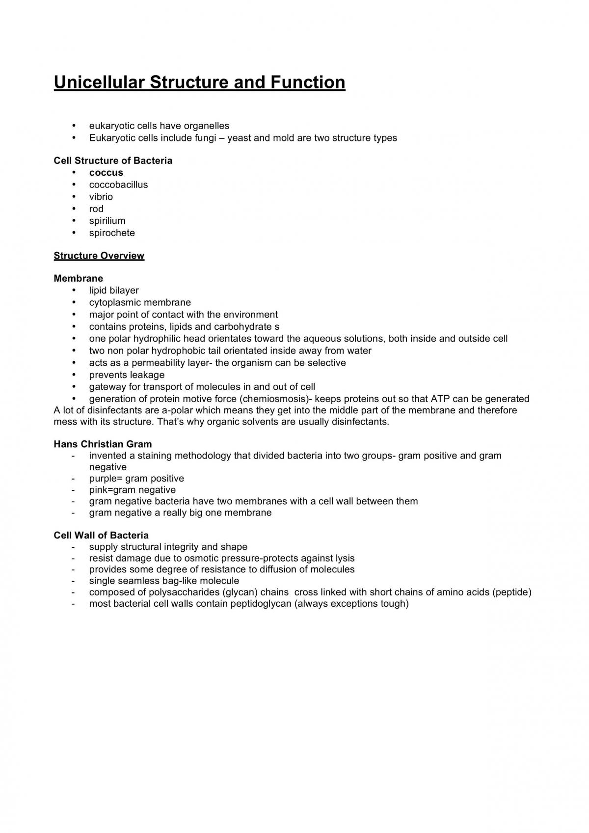 Microbiology Lecture 1 Notes - Page 1