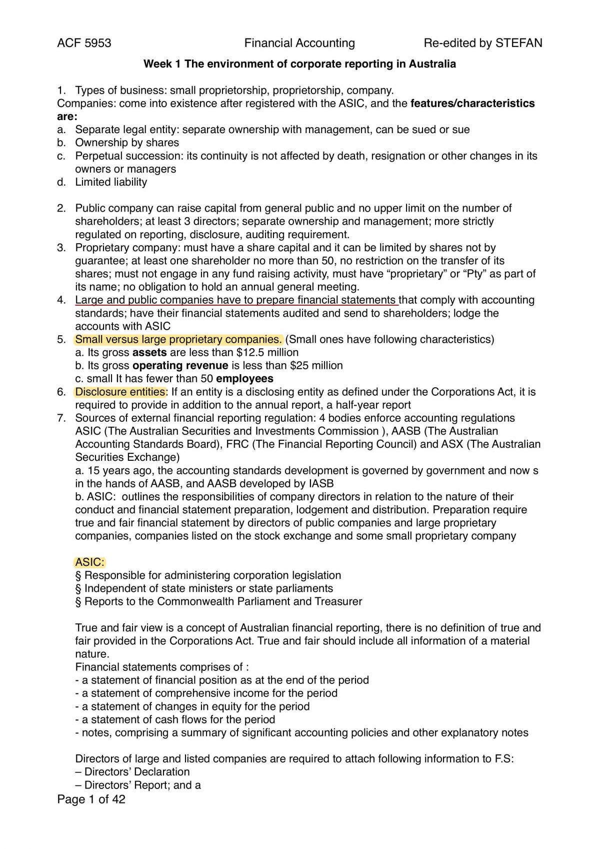 Full Notes for Financial Accounting - Page 1