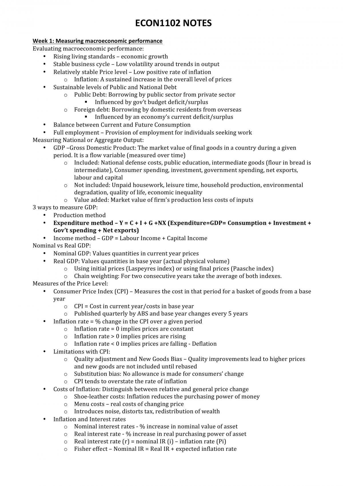 Macroeconomics Full Notes - Page 1