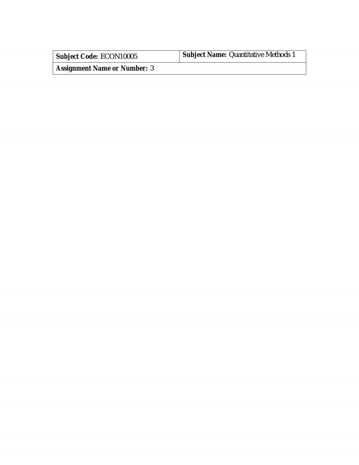 Quantitative Methods 1 Assignment 3 - Page 1