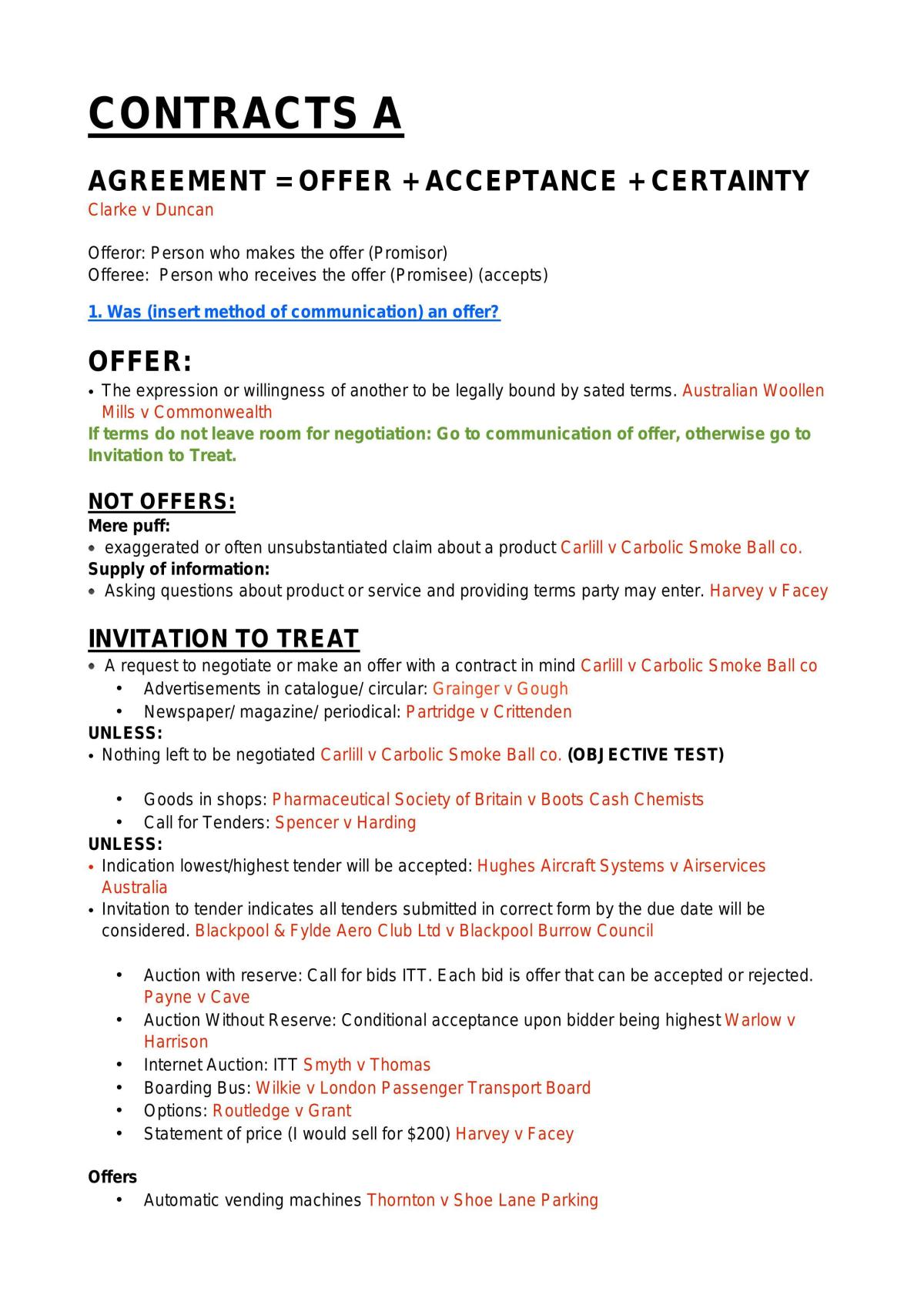 Contract Law A - Page 1