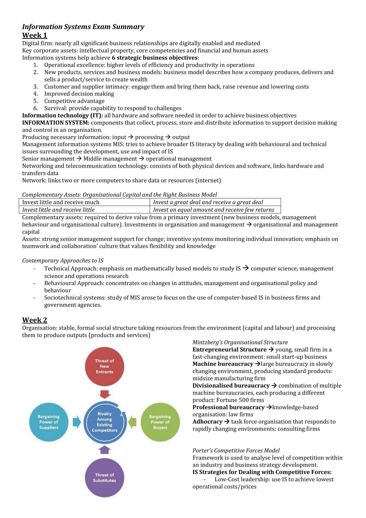 Final Exam Information Systems Notes - Page 1
