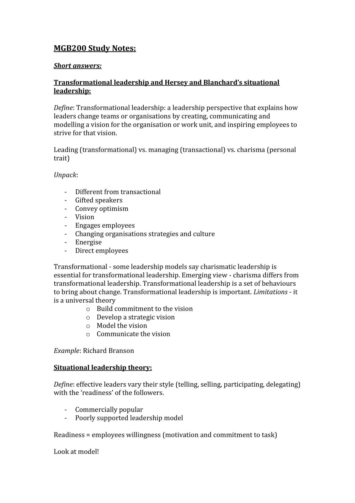 MGB200 Study Notes - Page 1