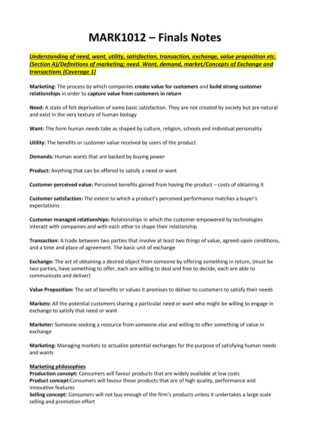 MARK1012 Final Notes - Page 1