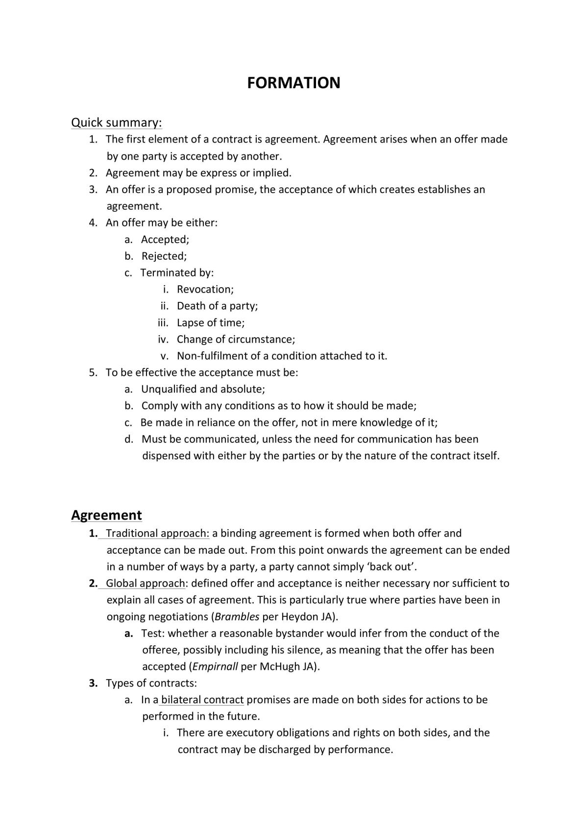 Contracts A (Monash Law)  - Page 1