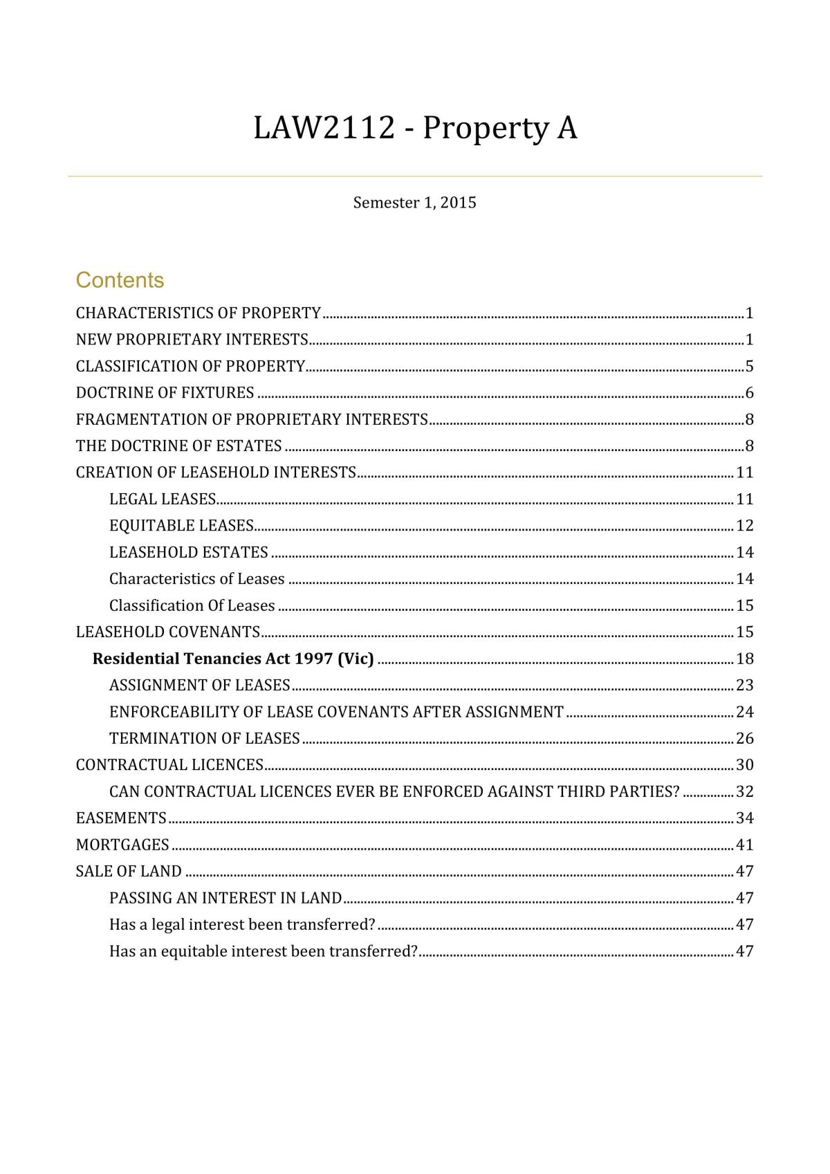 Property A Exam Notes - Page 1