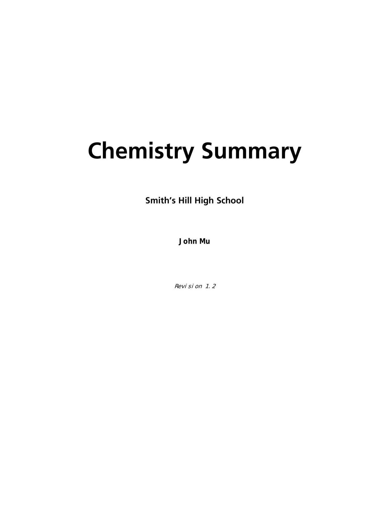 Chem Study Notes - Page 1