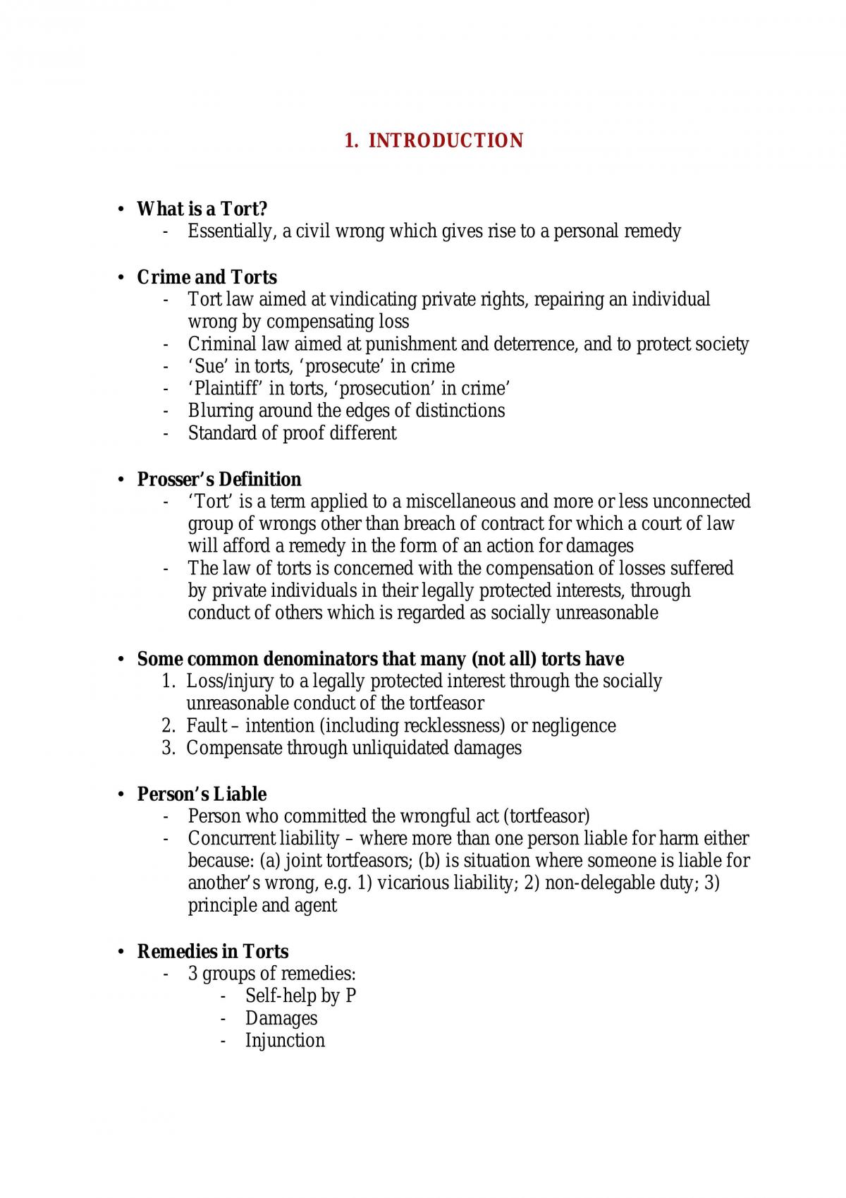 Notes For Torts A - Page 1