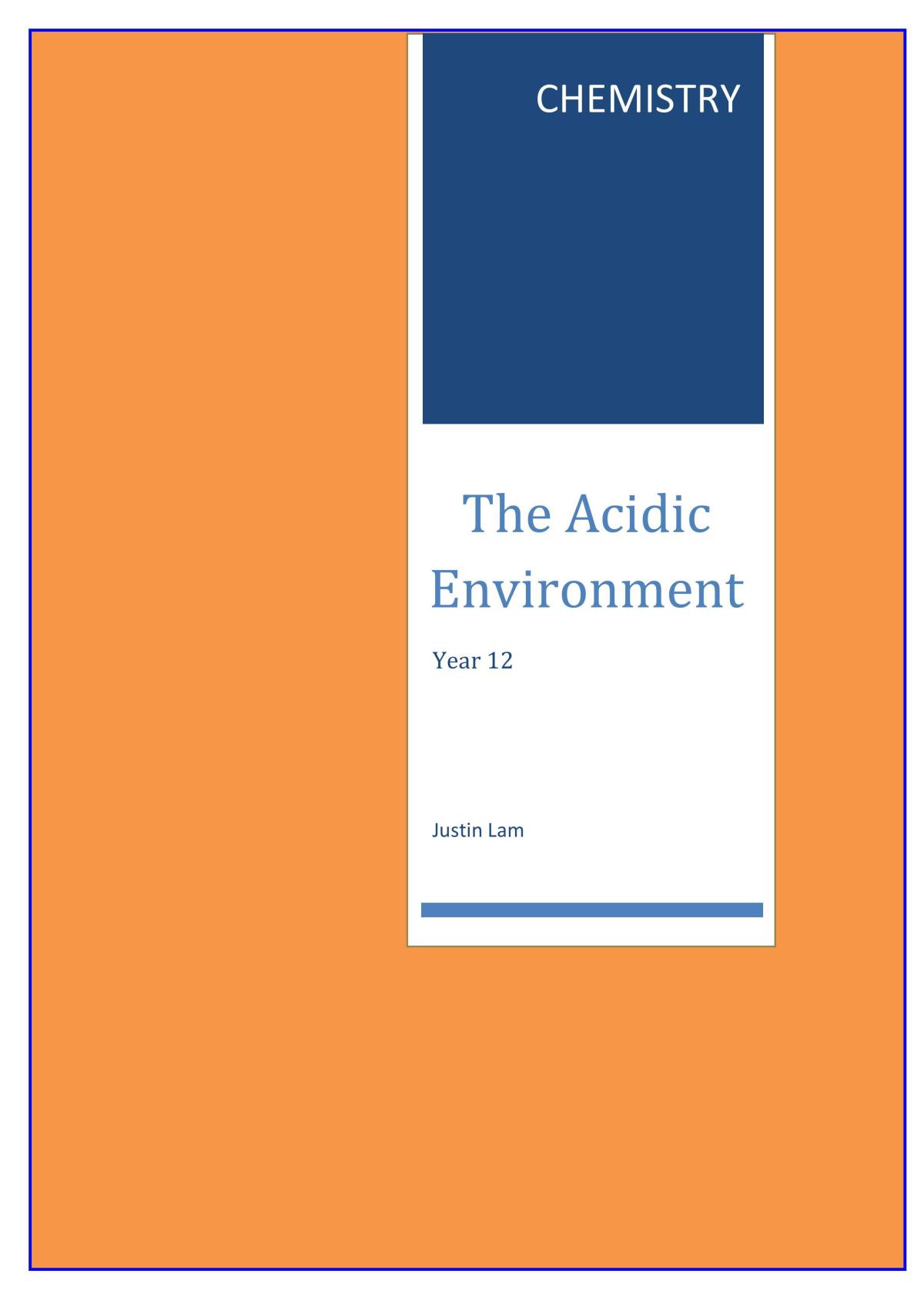 HSC Chemistry Topic 2 Notes - The Acidic Environment  - Page 1