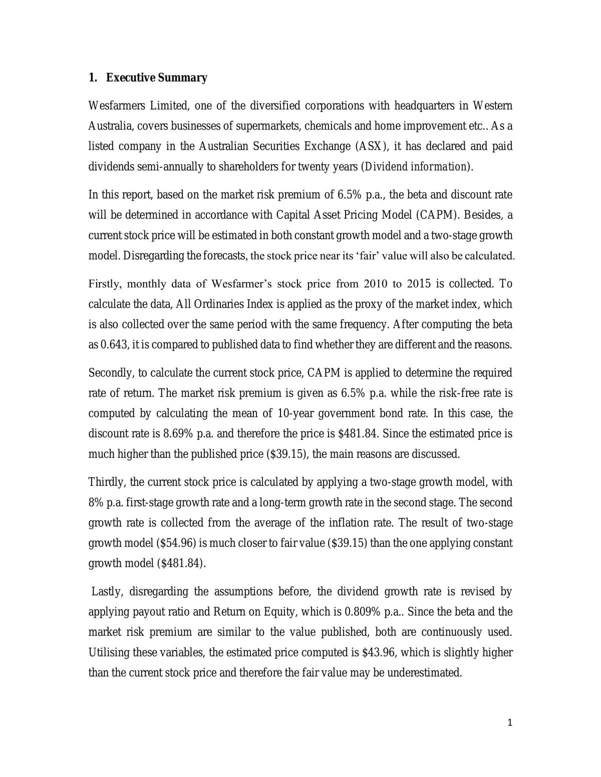 FINC2011 Assignment - Page 1
