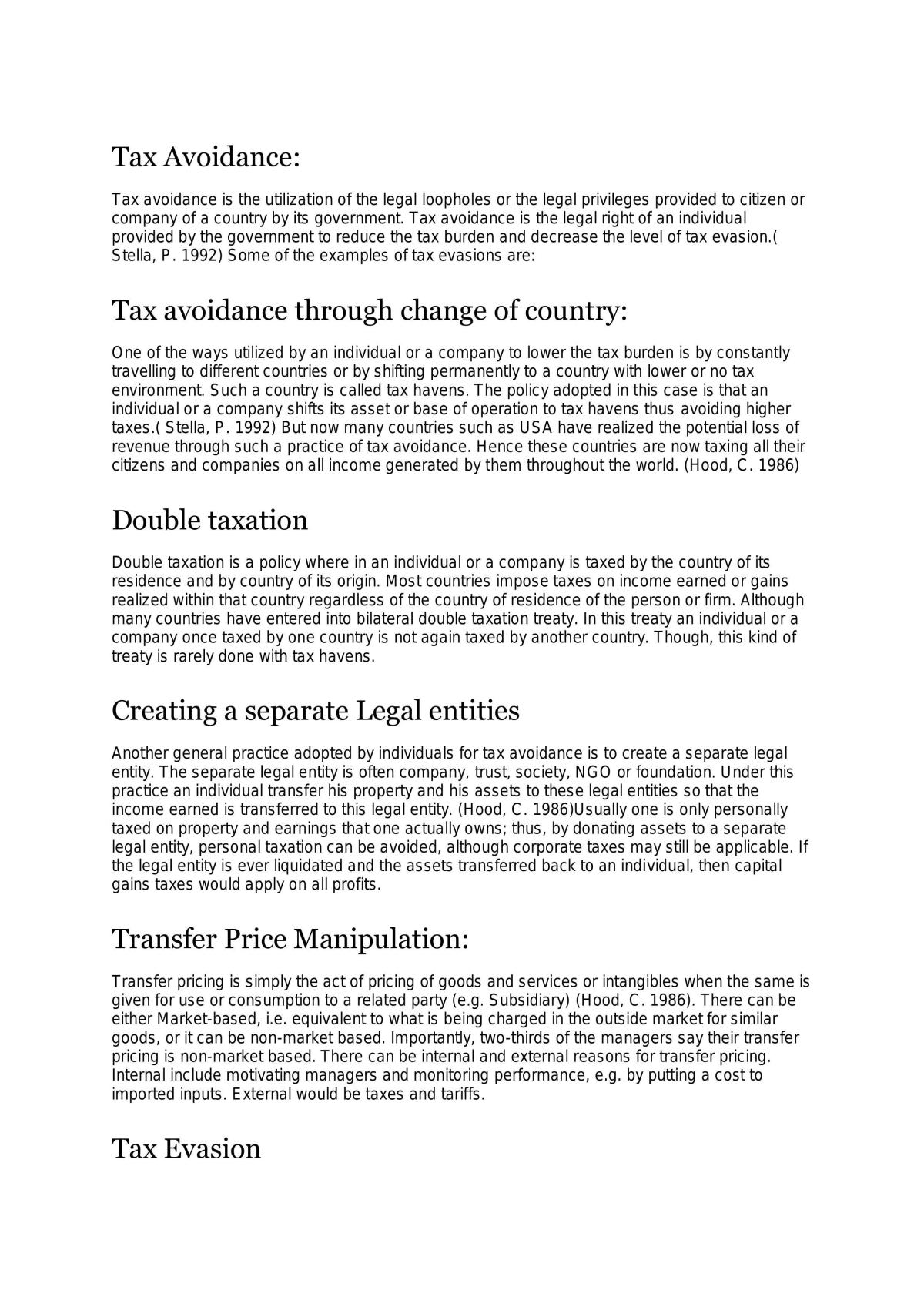 Tax Avoidance  - Page 1