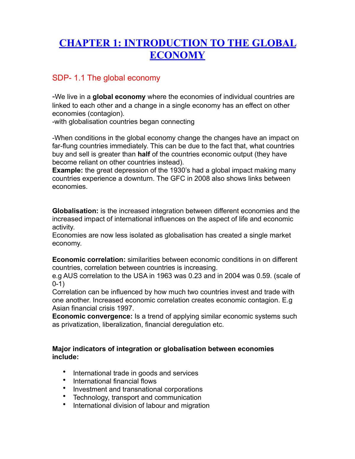 Economics Chapter 1 Notes - Page 1