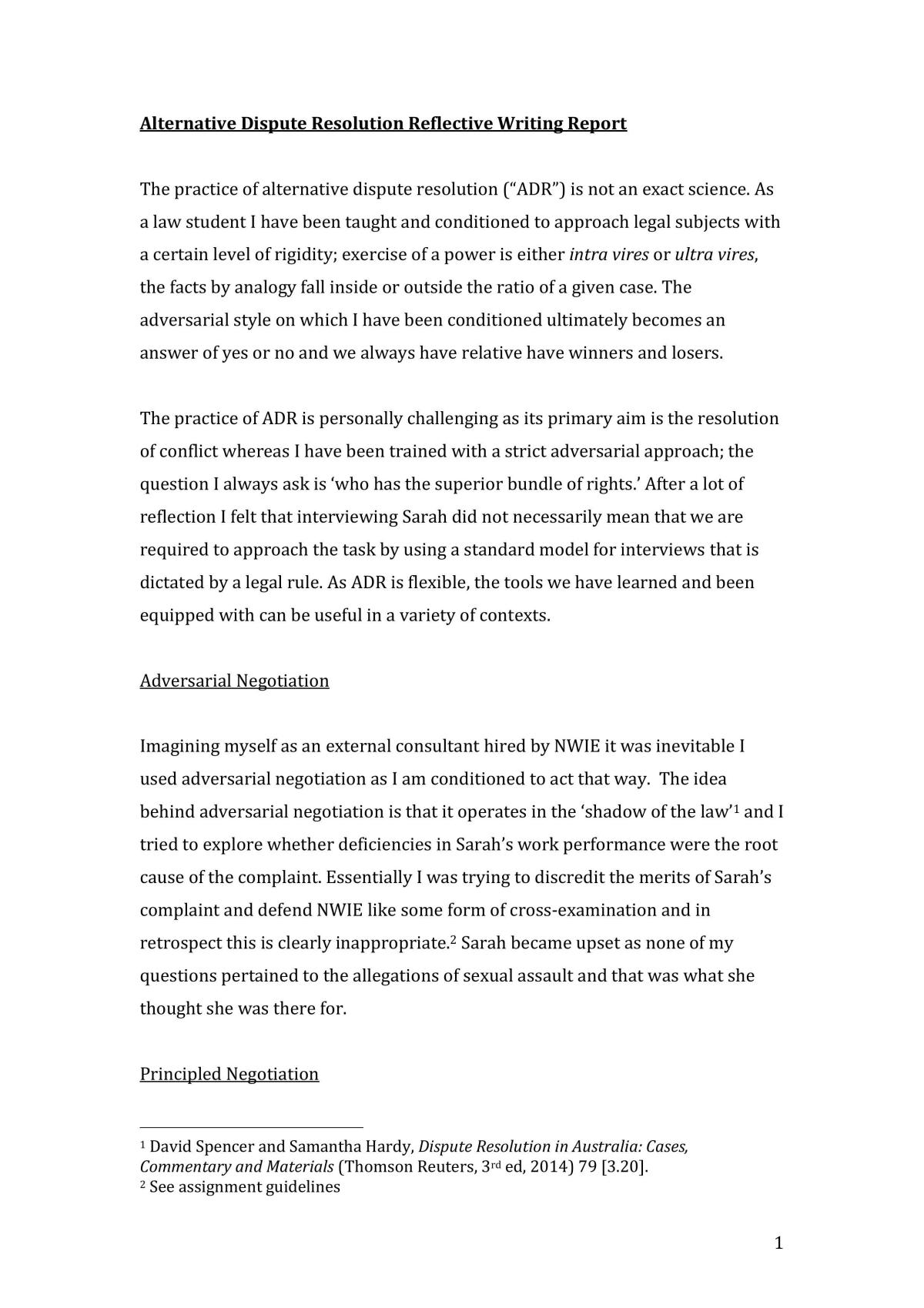 ADR Report  - Page 1