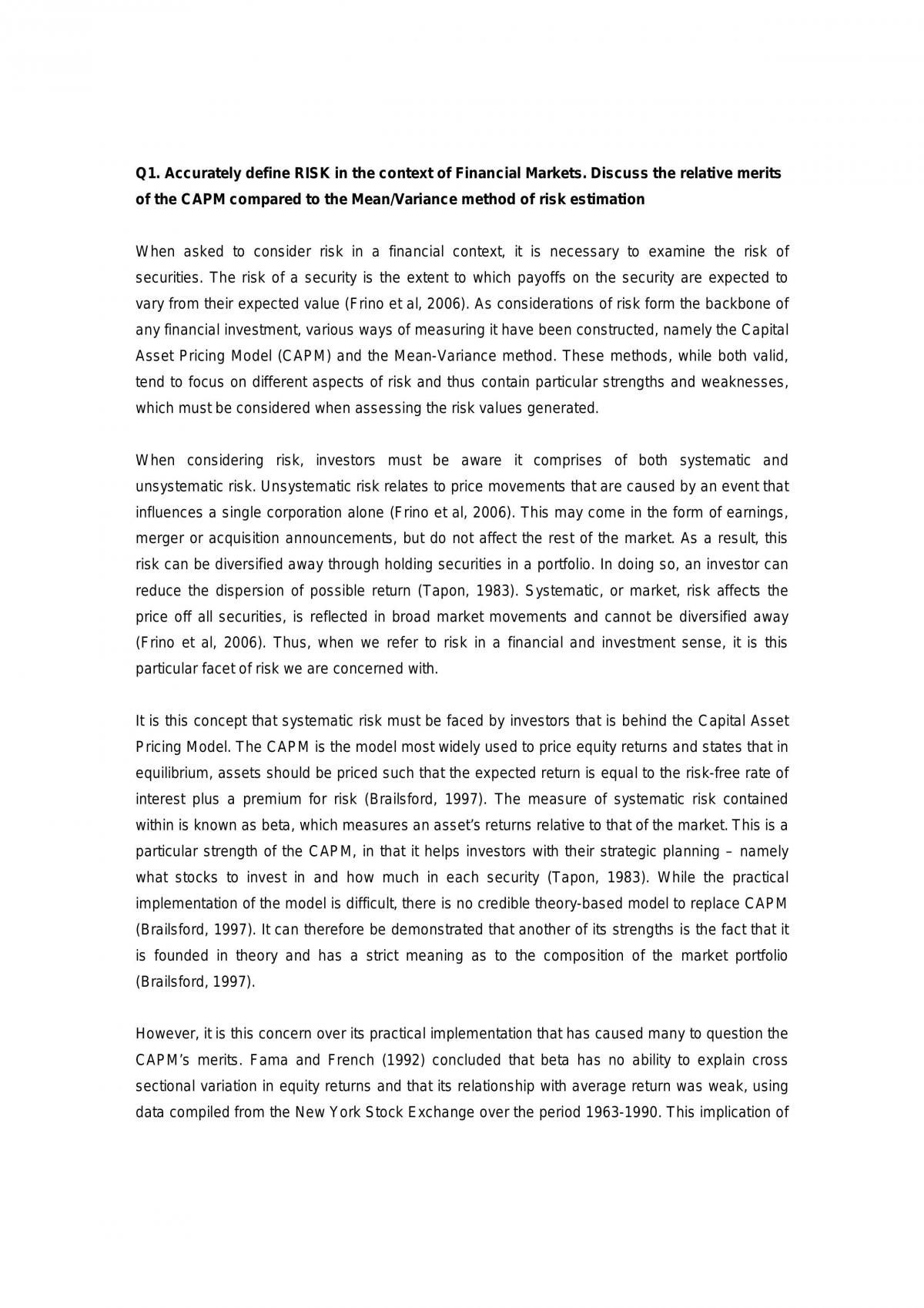 Finance Risk Analysis Abnormal Returns - Page 1