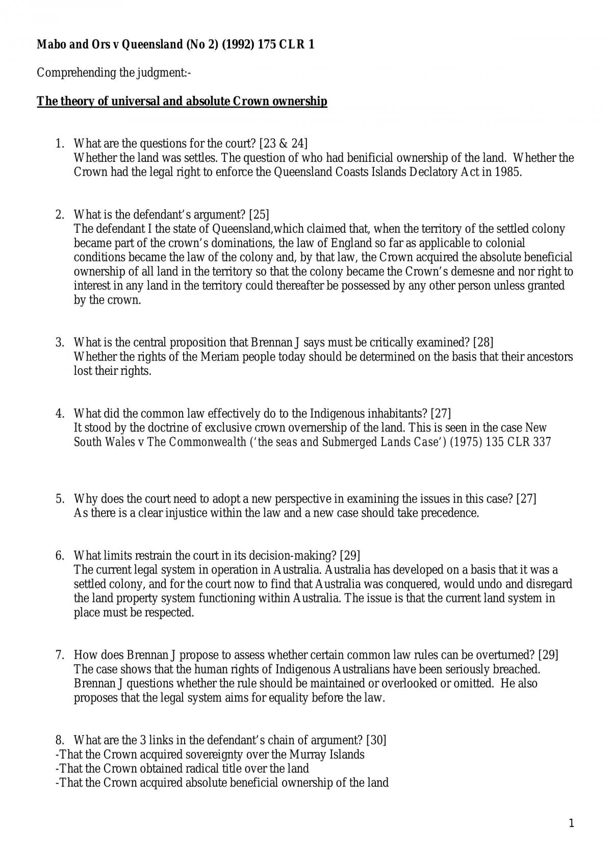 A Case Break Down Of Mabo - Page 1