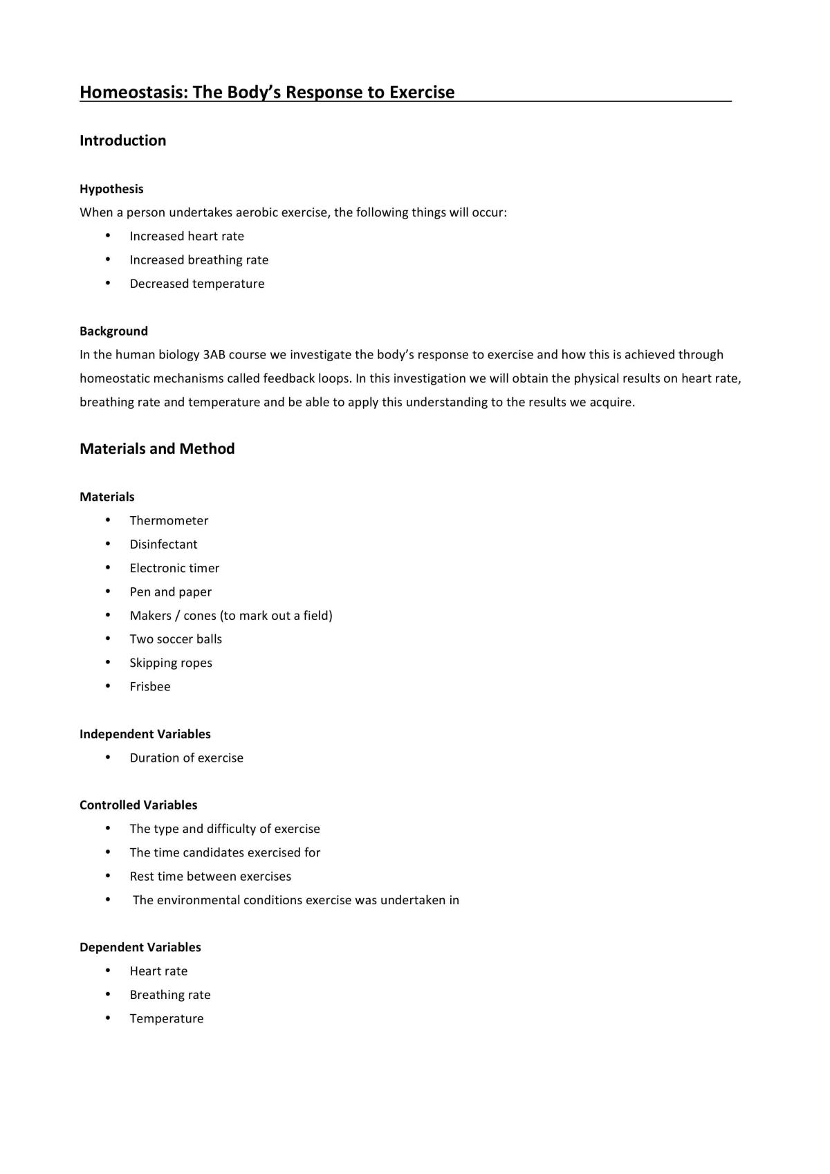 Exercise Investigation - Page 1