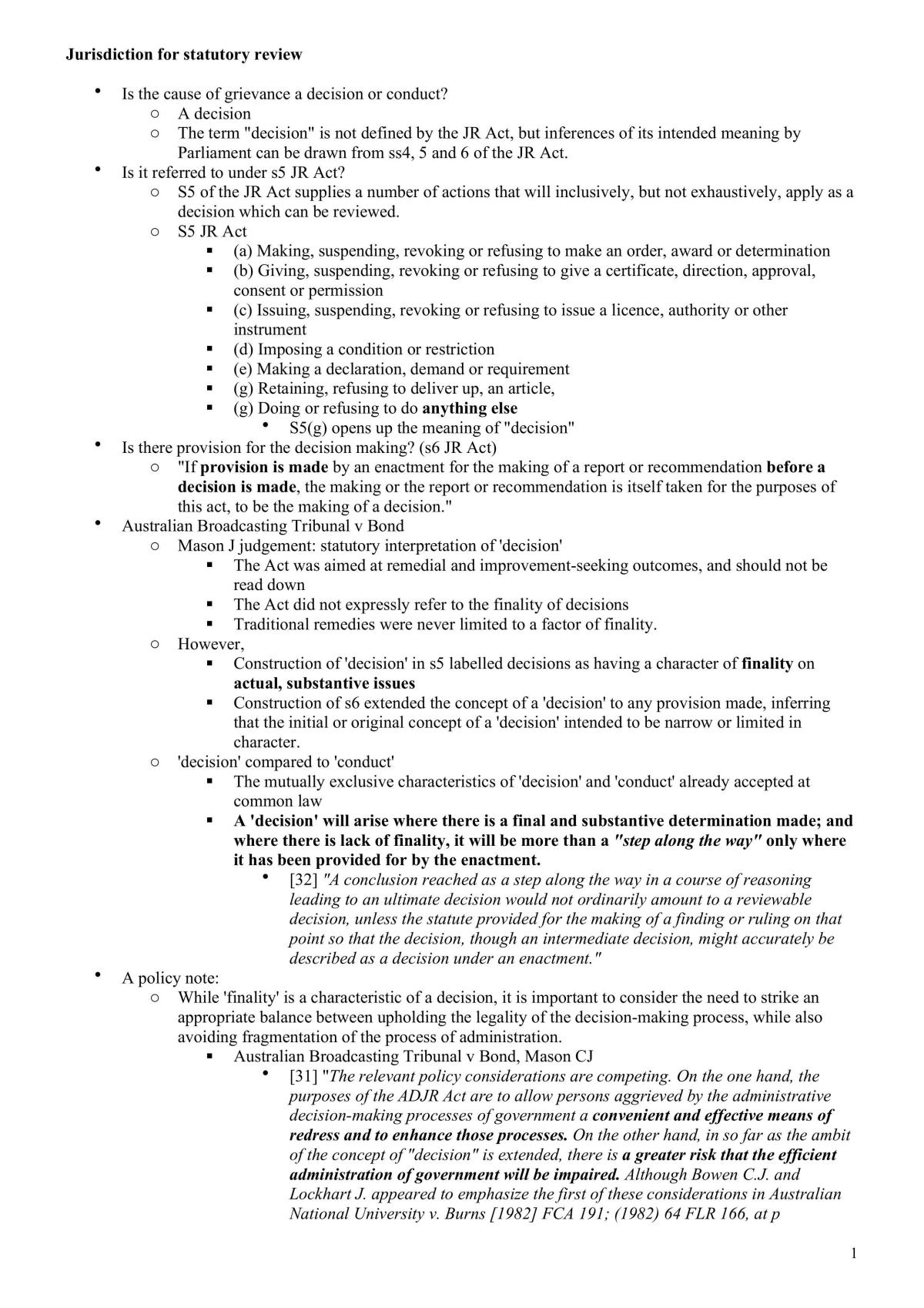 Administrative Law Notes - Page 1