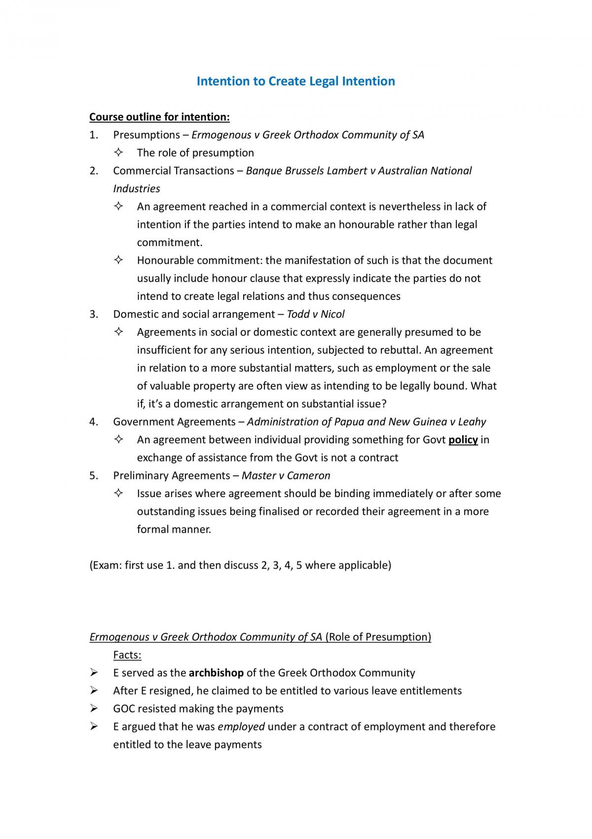 Final Notes For Intention - Page 1
