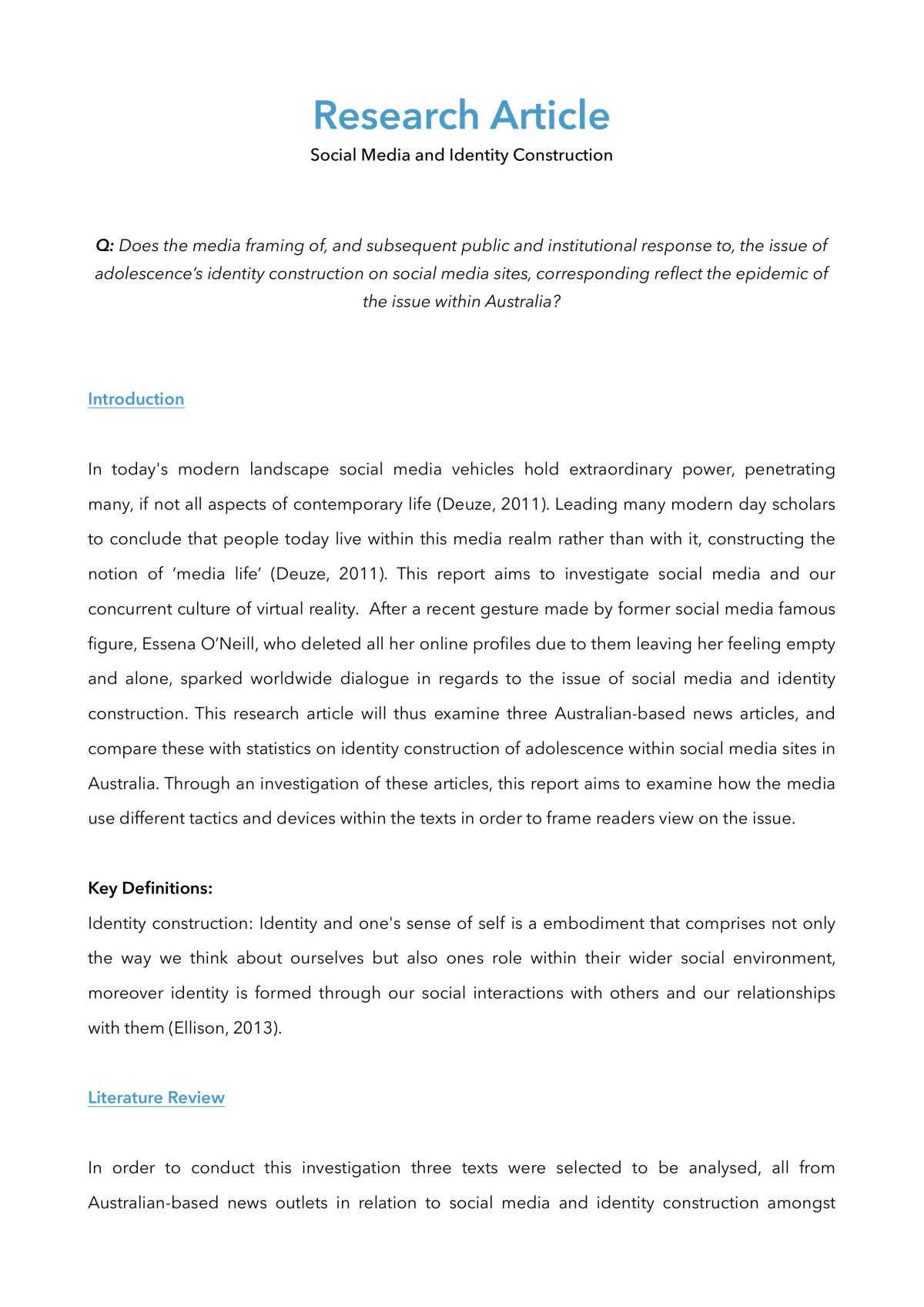 Assessment 3: Research Article  - Page 1