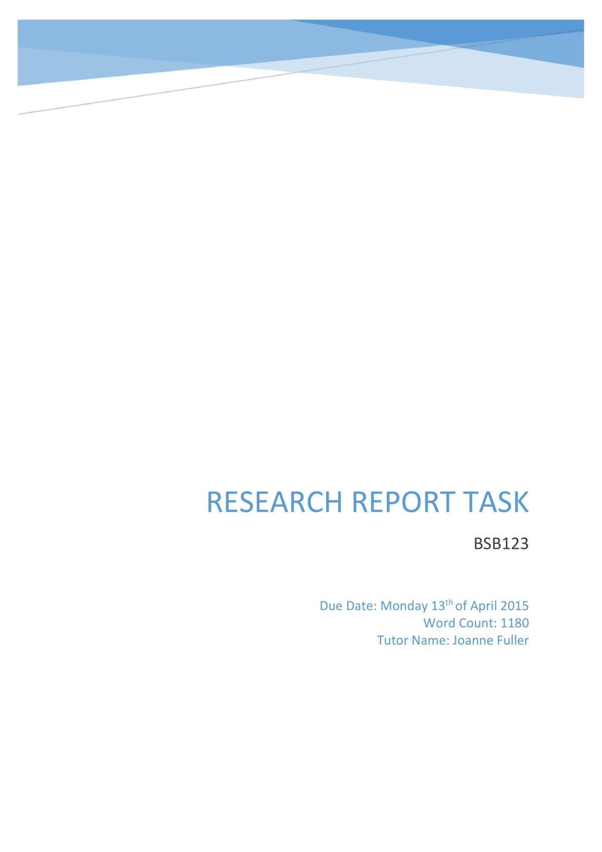 BSB123 Research Report - Page 1