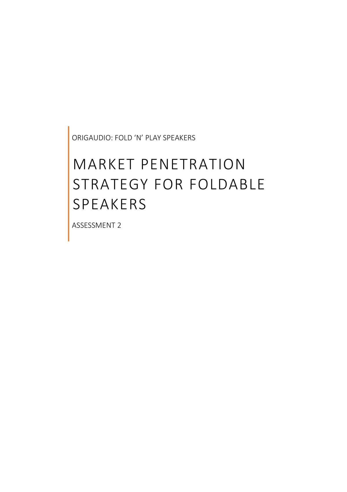 Market Penetration Strategy for Foldable0 Speakers - Page 1