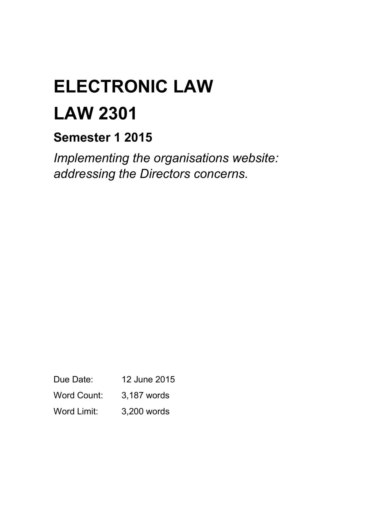 Internet and E-Commerce Law - Assignment - Page 1