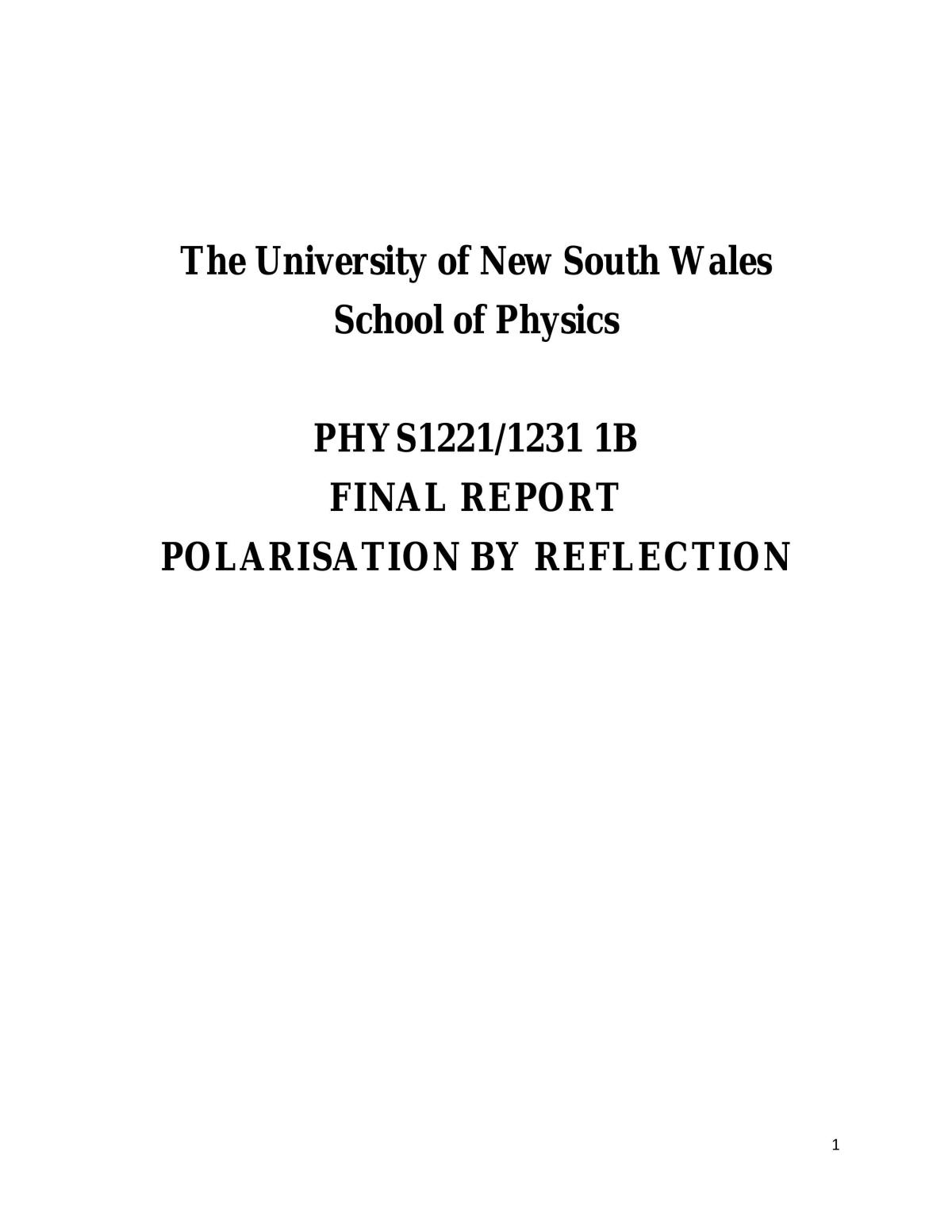 PHYS1231 HD Group Project Report - Light Kit - Page 1